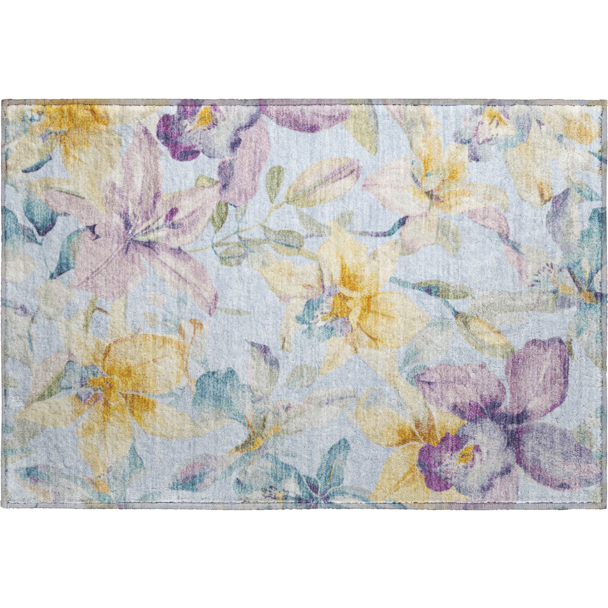 Lima Machine Washable Transitional Sky Blue Rug 1'8" x 2'6" #shape_Rectangle