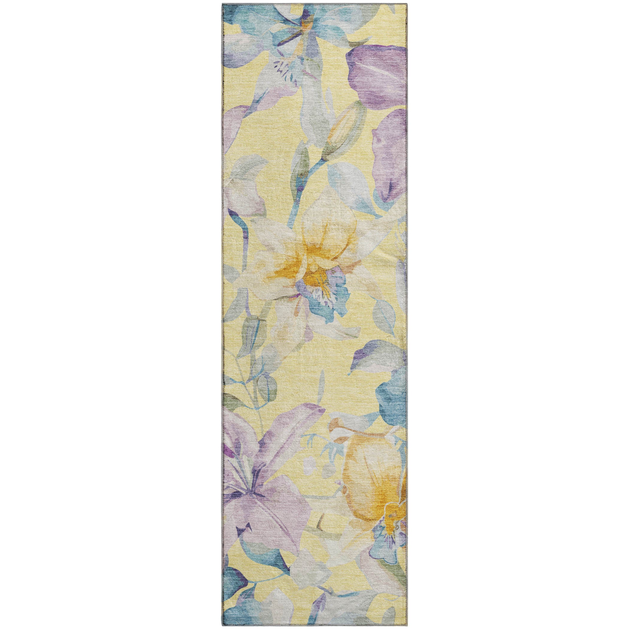 Lima Machine Washable Transitional Yellow Gold Rug 2'3" x 7'6" #shape_Runner