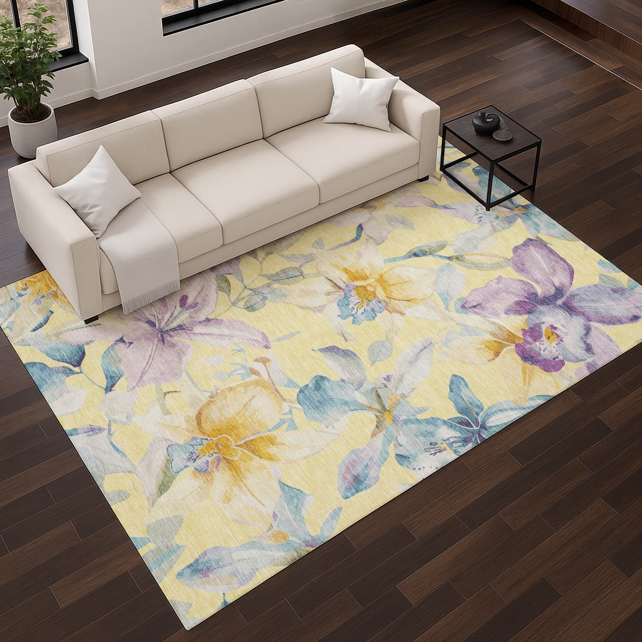 Lima Machine Washable Transitional Yellow Gold Rug 2'6" x 3'10" #shape_Rectangle