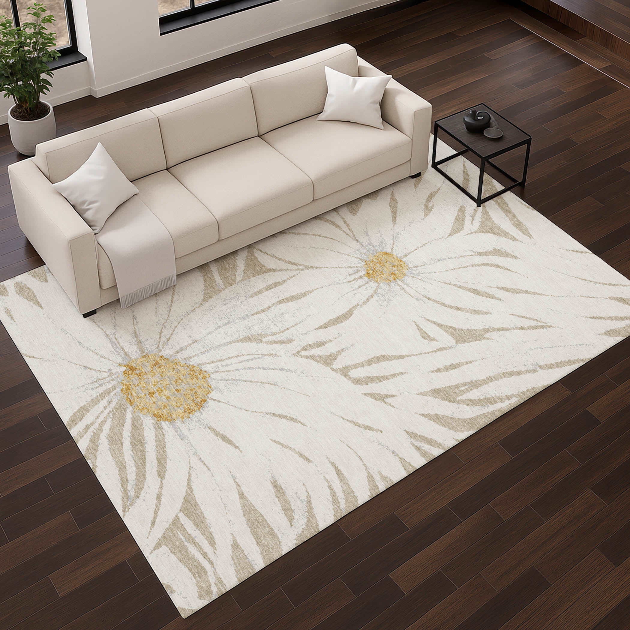 Salzburg Machine Washable Transitional Beige Brown Rug 2'6" x 3'10" #shape_Rectangle