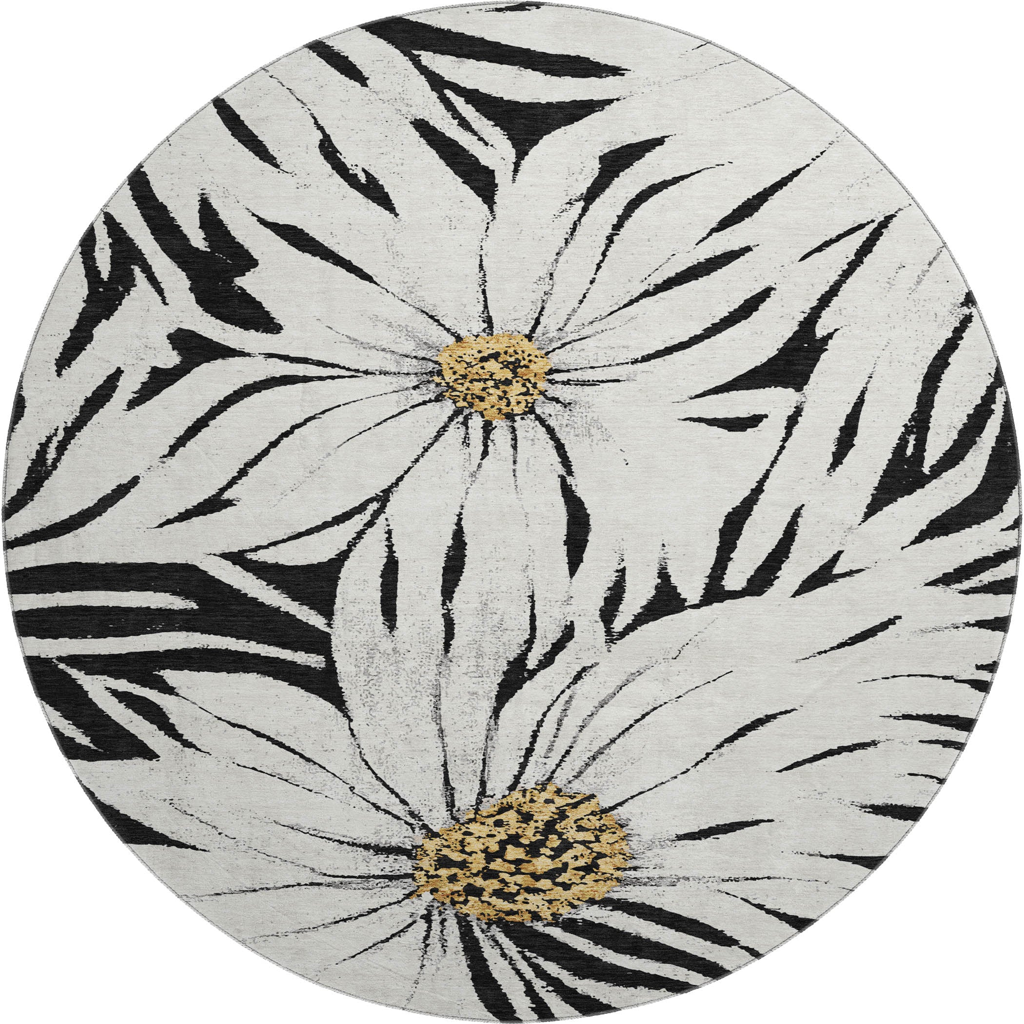 Salzburg Machine Washable Transitional Black Rug 8' x 8' #shape_Round