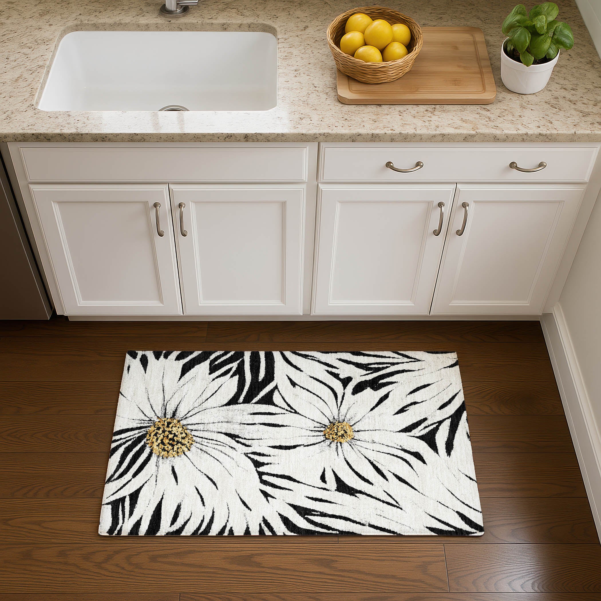 Salzburg Machine Washable Transitional Black Rug 1'8" x 2'6" #shape_Rectangle