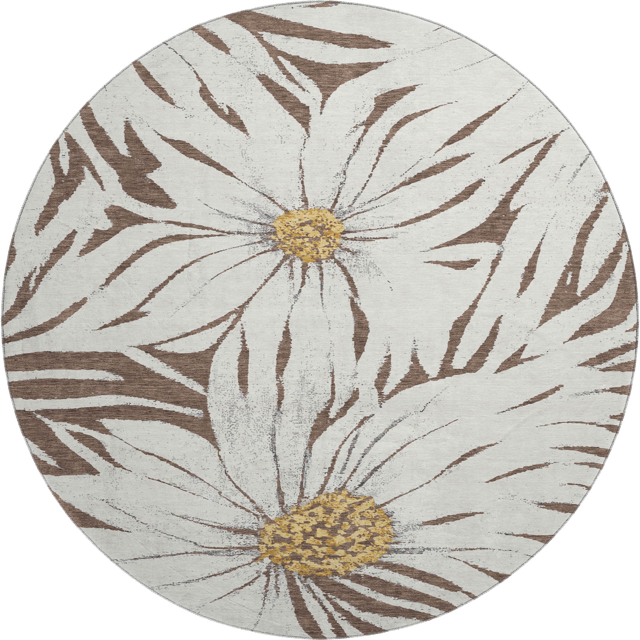 Salzburg Machine Washable Transitional Brown Rug 8' x 8' #shape_Round