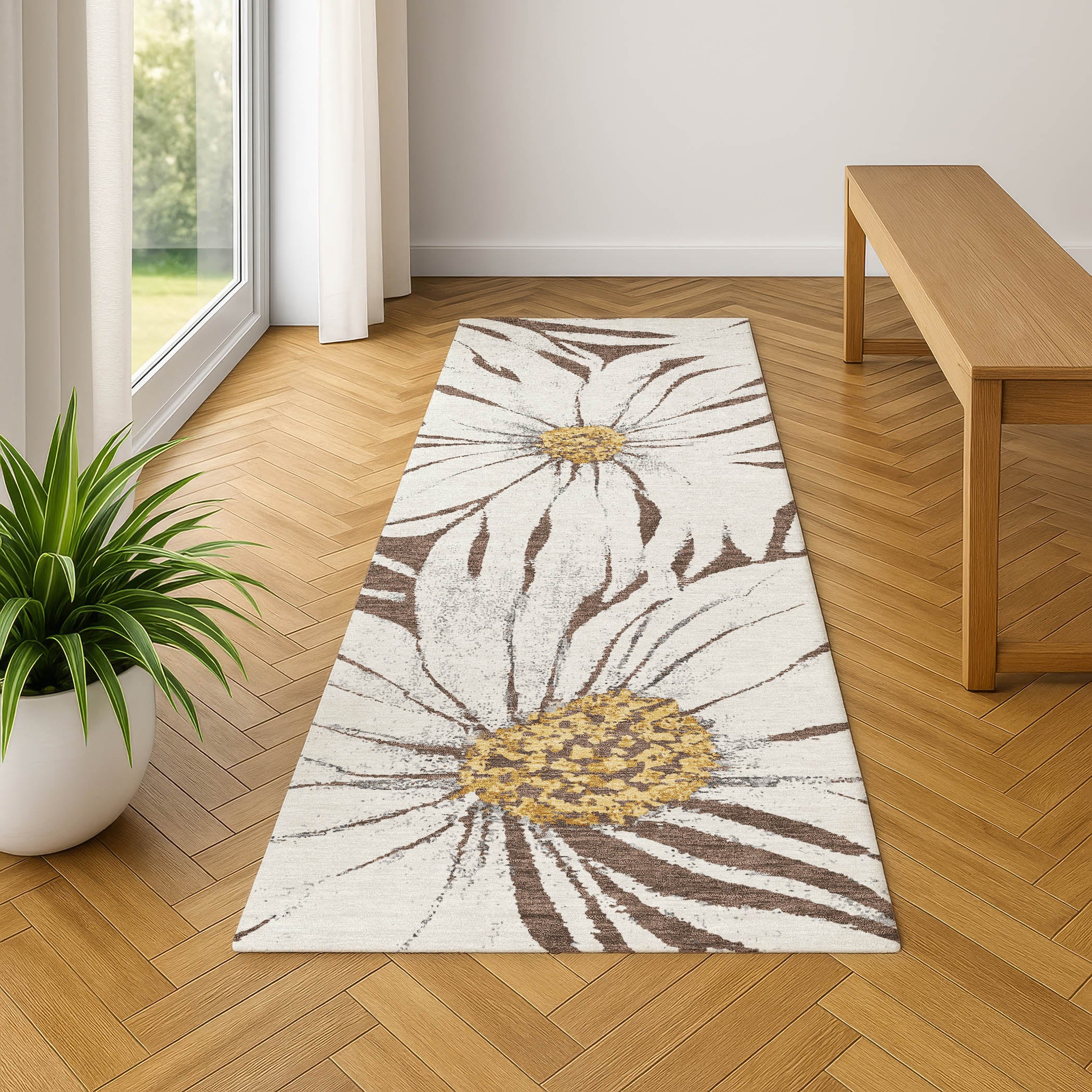 Salzburg Machine Washable Transitional Brown Rug 2'3" x 7'6" #shape_Runner