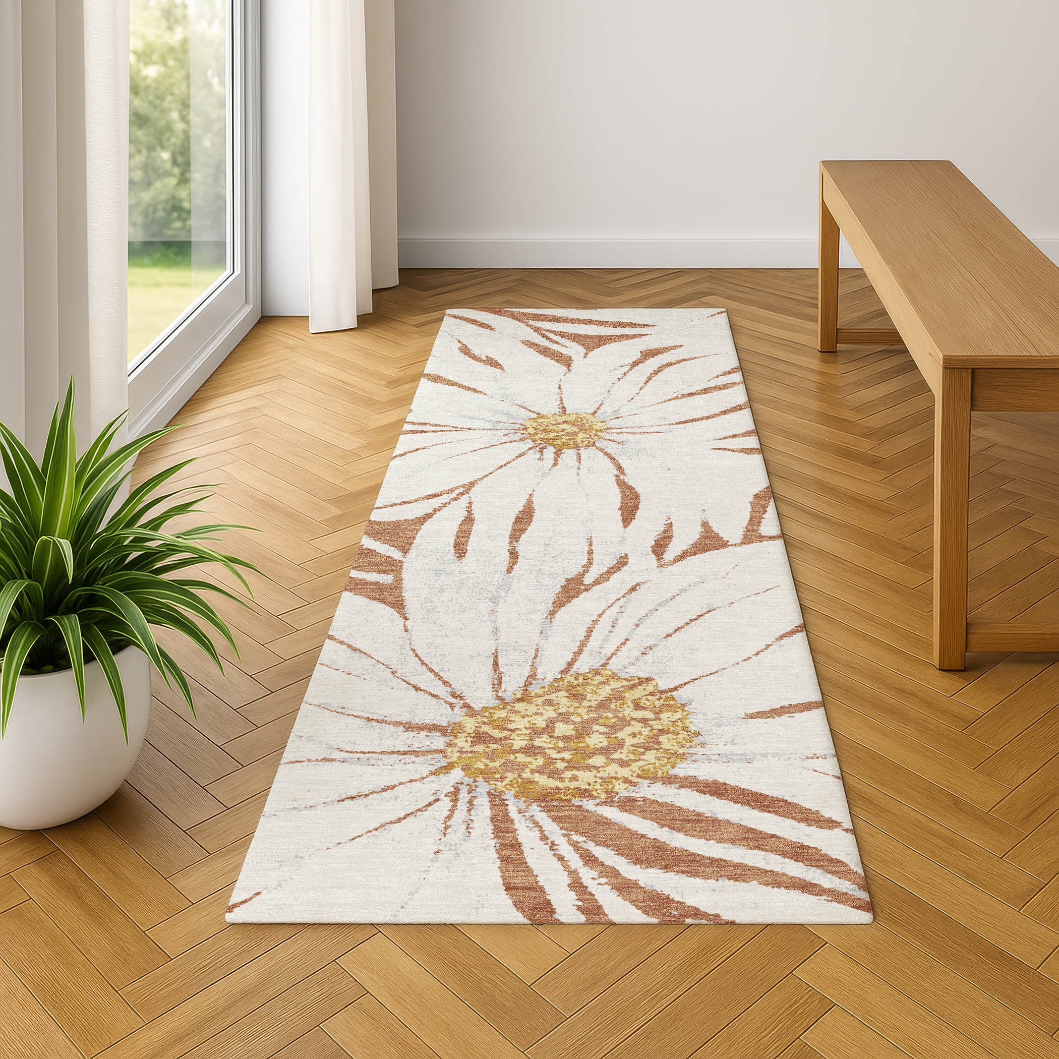 Salzburg Machine Washable Transitional Copper Orange Rug 2'3" x 7'6" #shape_Runner