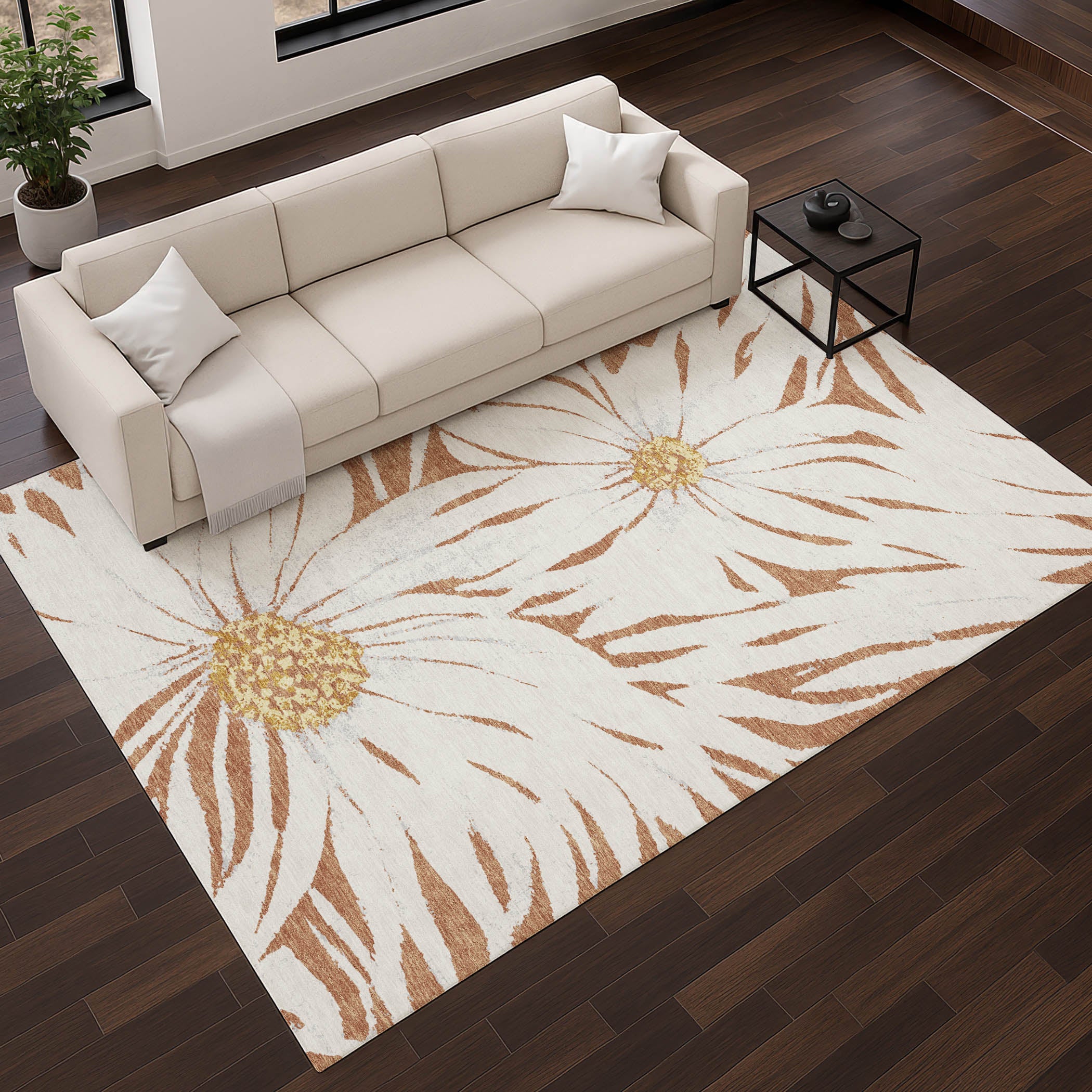 Salzburg Machine Washable Transitional Copper Orange Rug 2'6" x 3'10" #shape_Rectangle
