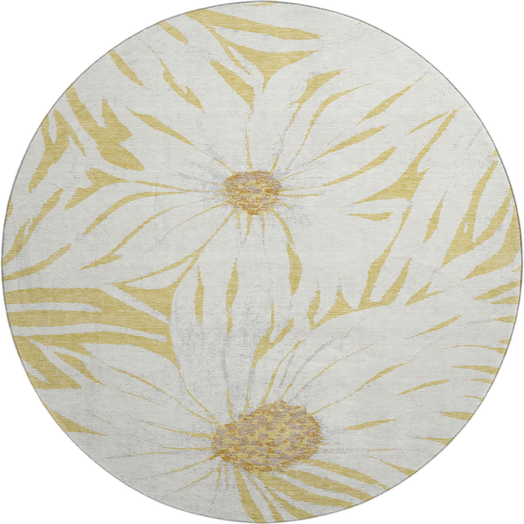 Salzburg Machine Washable Transitional Gold Rug 8' x 8' #shape_Round