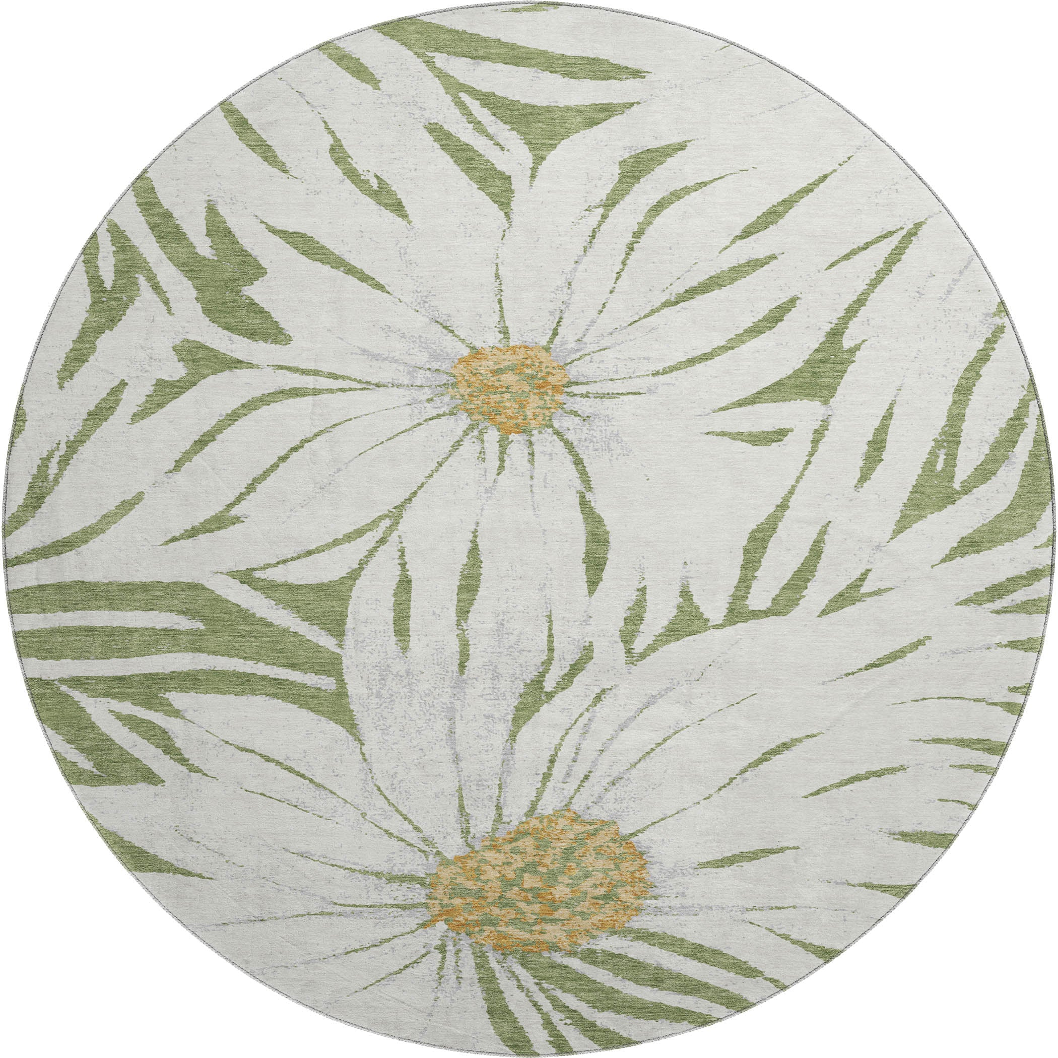Salzburg Machine Washable Transitional Green Rug 8' x 8' #shape_Round