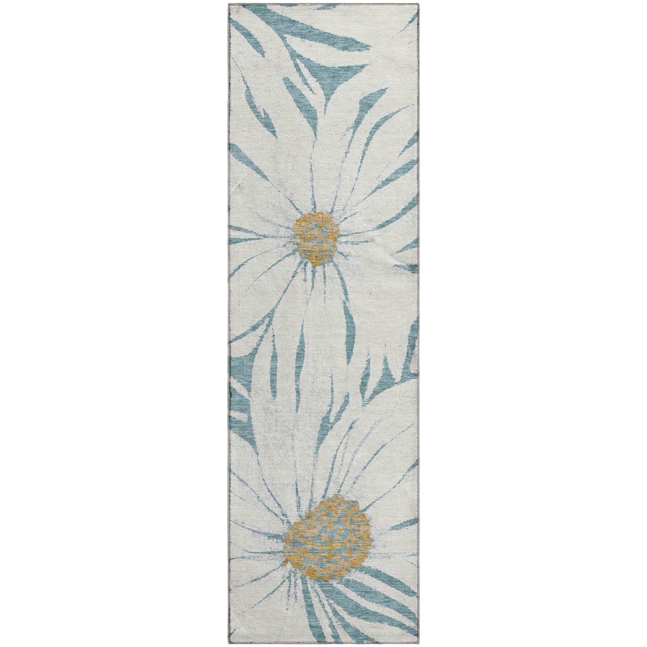 Salzburg Machine Washable Transitional Teal Rug 2'3" x 7'6" #shape_Runner