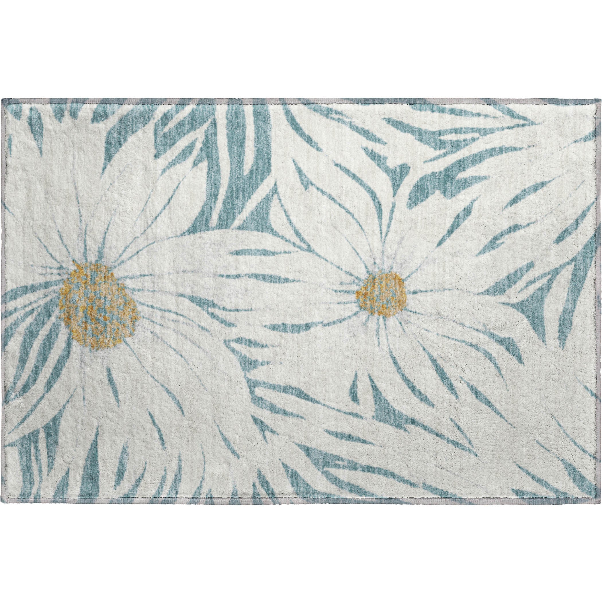 Salzburg Machine Washable Transitional Teal Rug 1'8" x 2'6" #shape_Rectangle