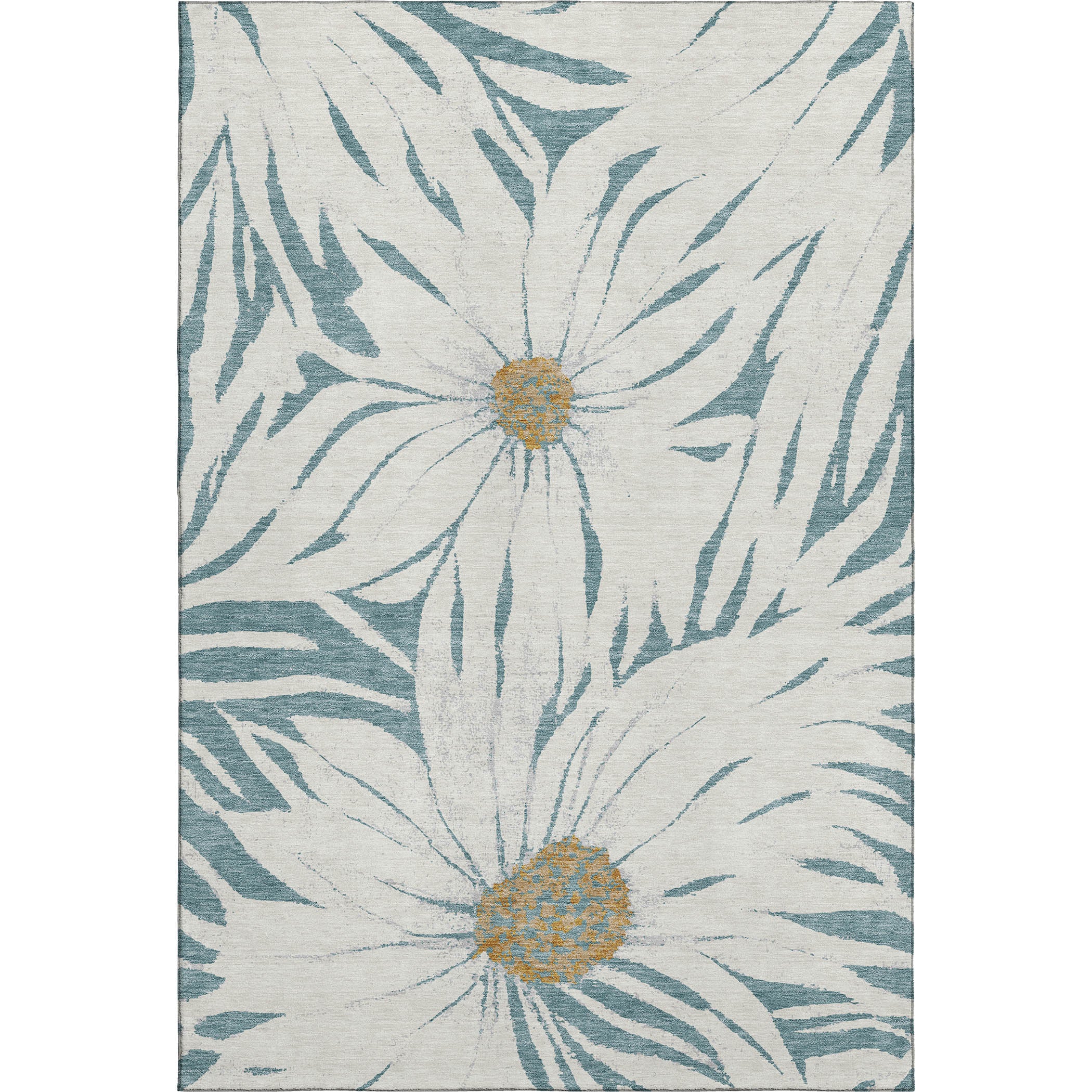 Salzburg Machine Washable Transitional Teal Rug 2'6" x 3'10" #shape_Rectangle