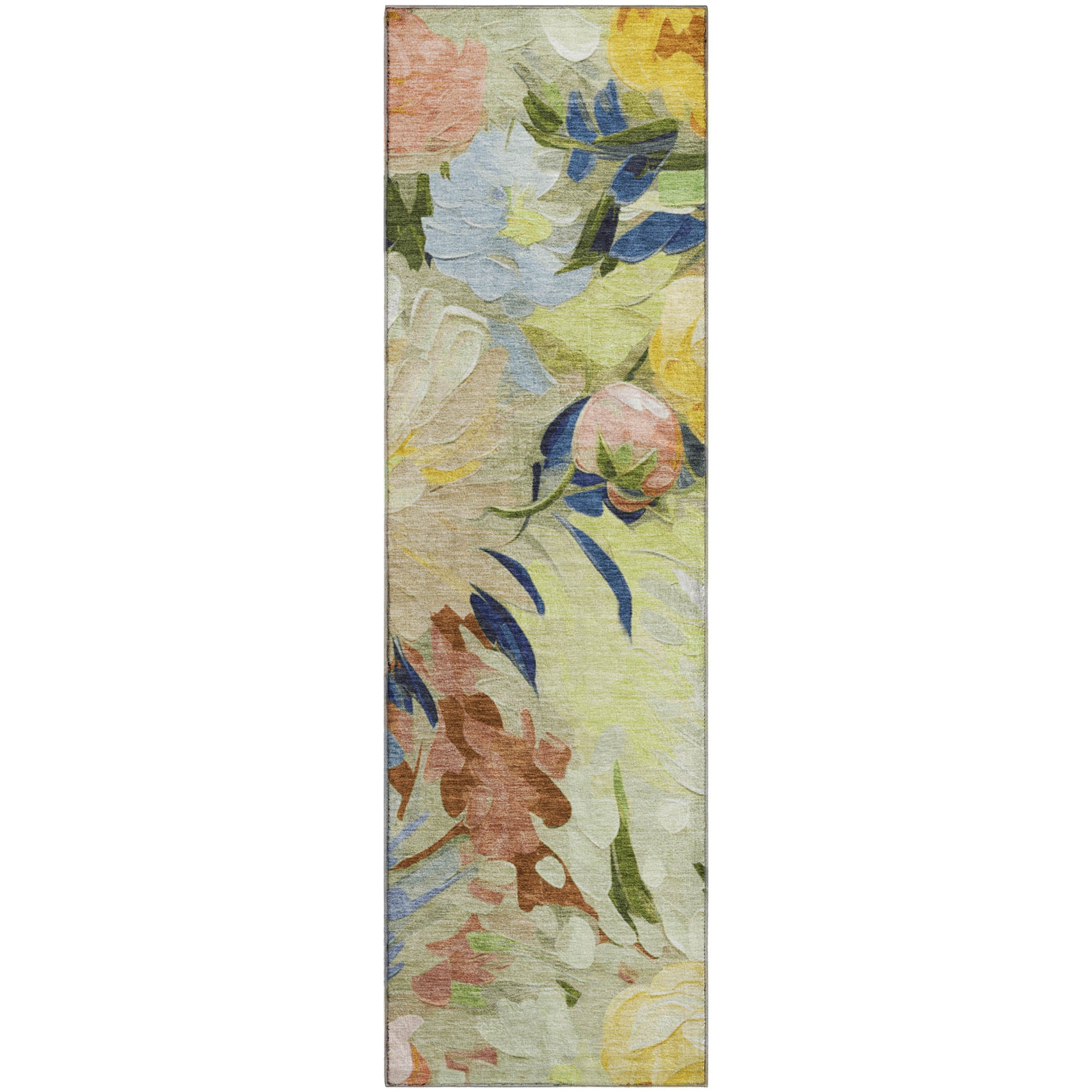 Kotor Machine Washable Transitional Aloe Green Rug 2'3" x 7'6" #shape_Runner