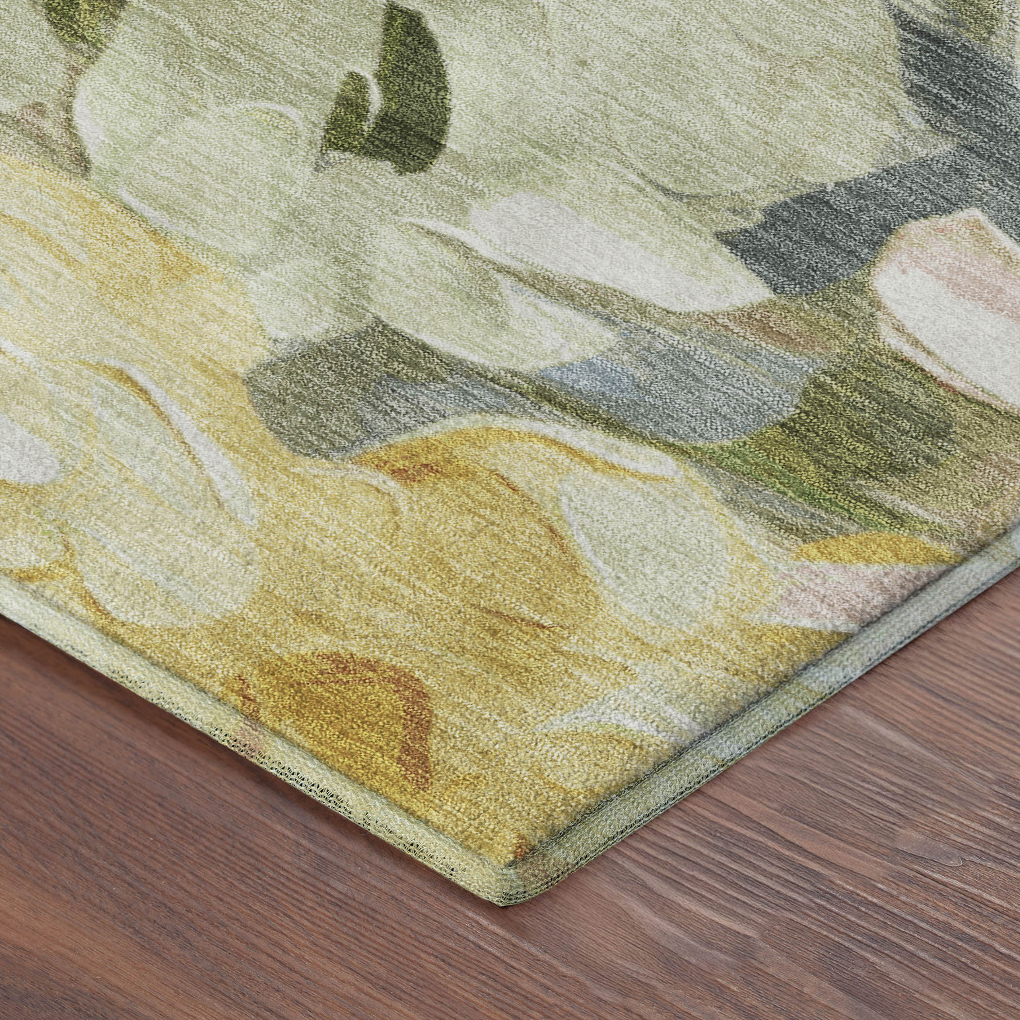 Kotor Machine Washable Transitional Aloe Green Rug 1'8" x 2'6" #shape_Rectangle