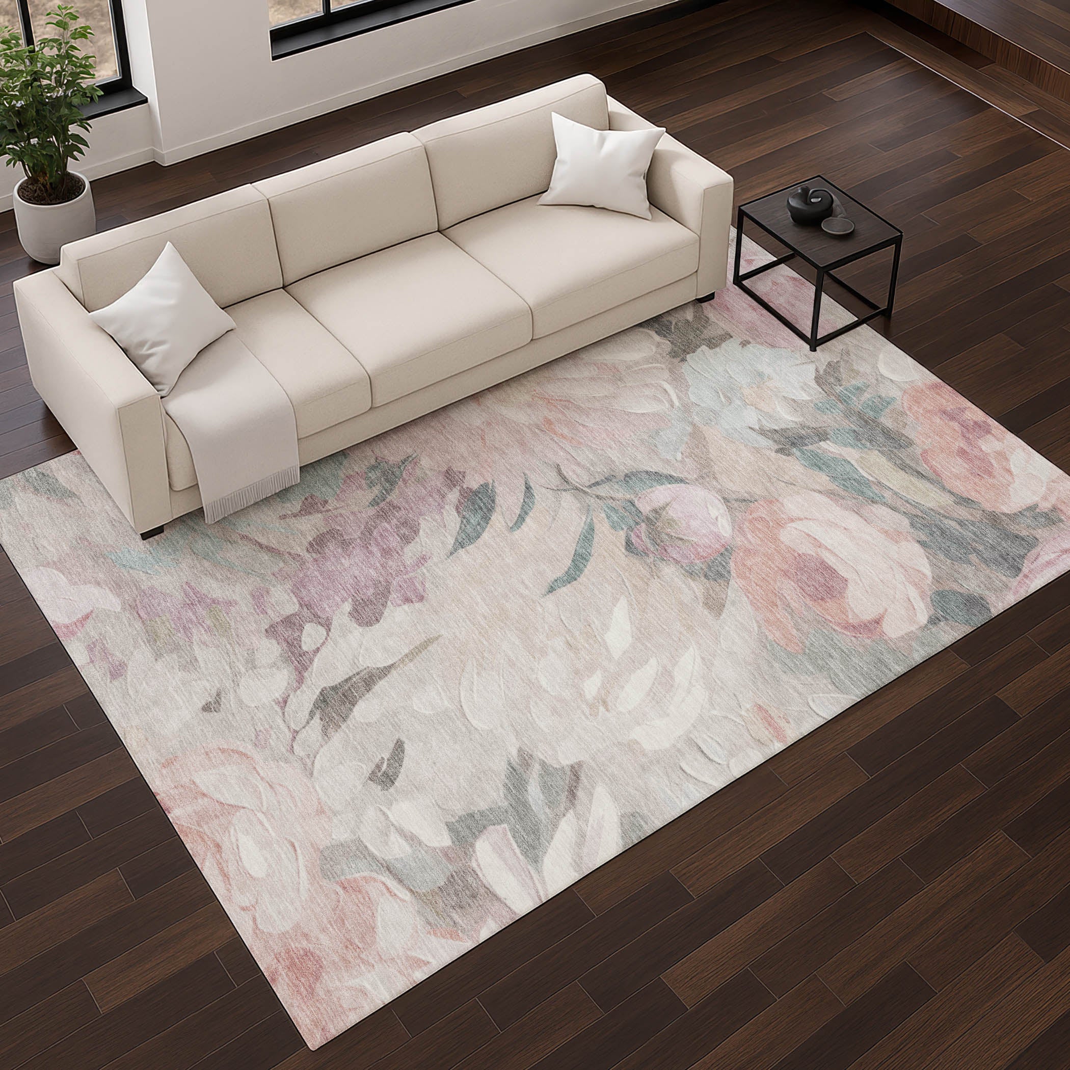 Kotor Machine Washable Transitional Beige Brown Rug 2'6" x 3'10" #shape_Rectangle