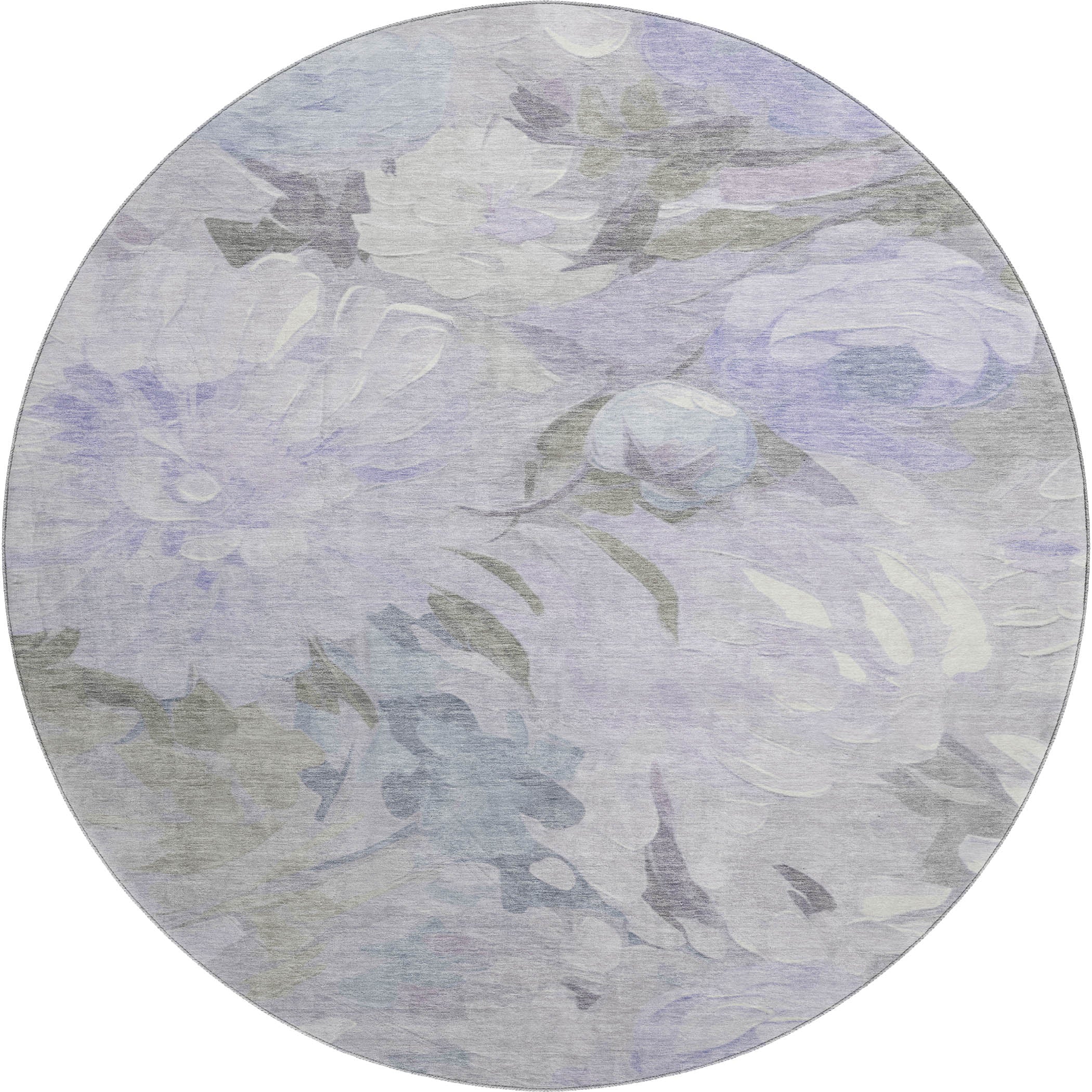 Kotor Machine Washable Transitional Lavender Purple Rug 8' x 8' #shape_Round