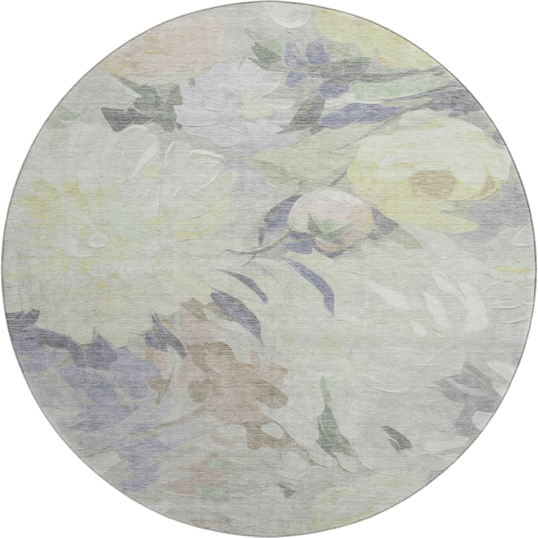 Kotor Machine Washable Transitional Mint Green Rug 8' x 8' #shape_Round
