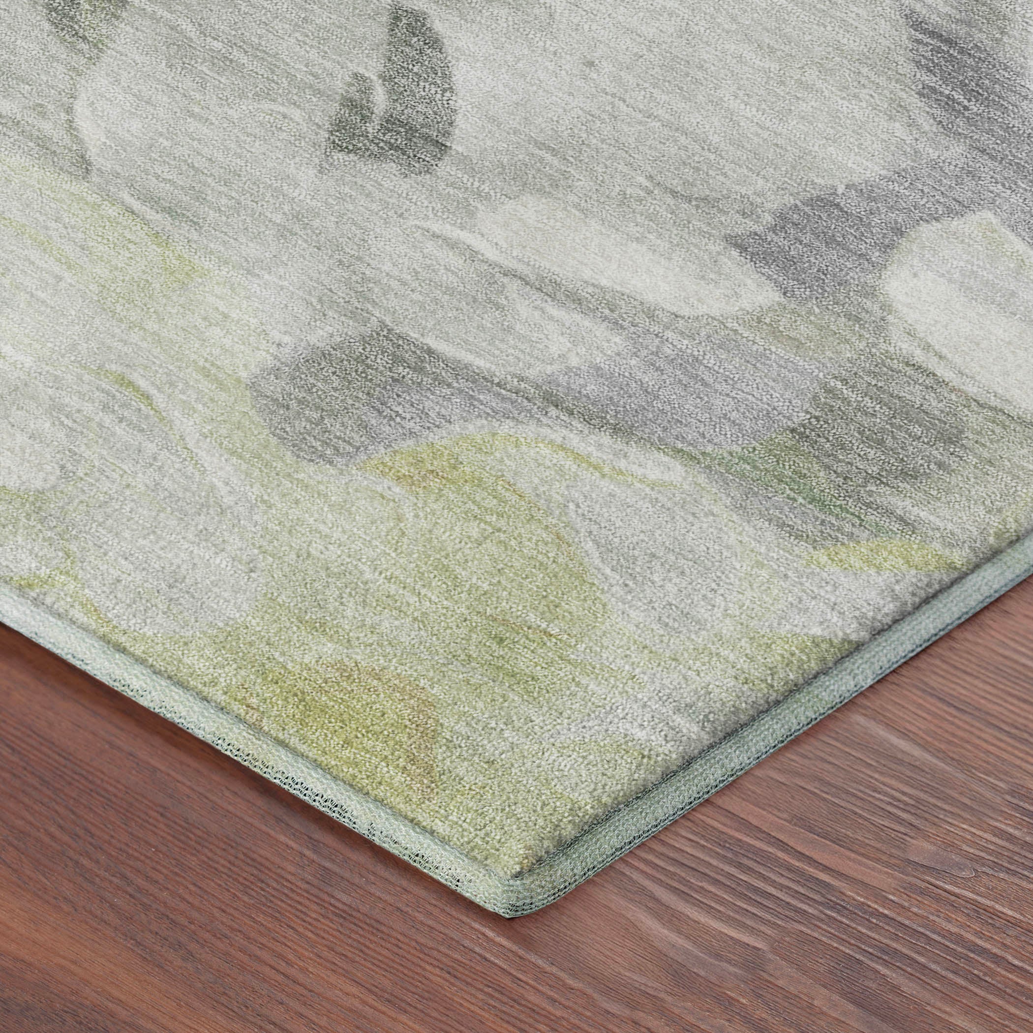 Kotor Machine Washable Transitional Mint Green Rug 1'8" x 2'6" #shape_Rectangle