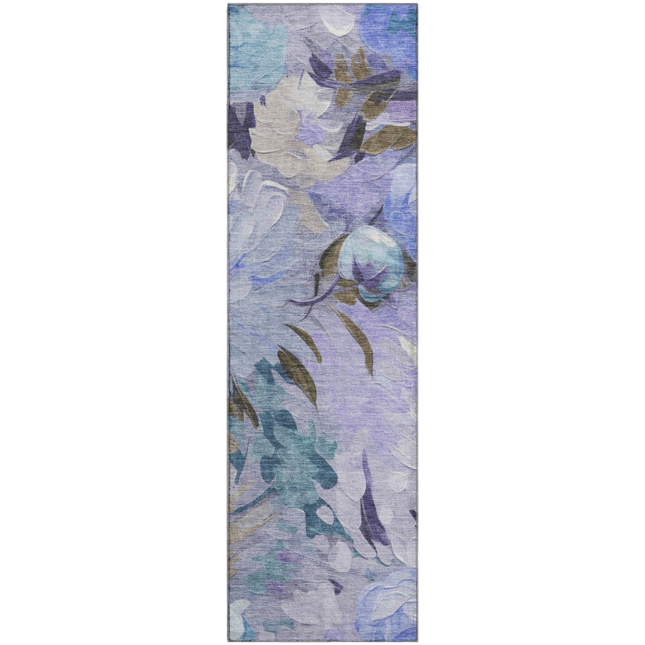 Kotor Machine Washable Transitional Purple Rug 2'3" x 7'6" #shape_Runner