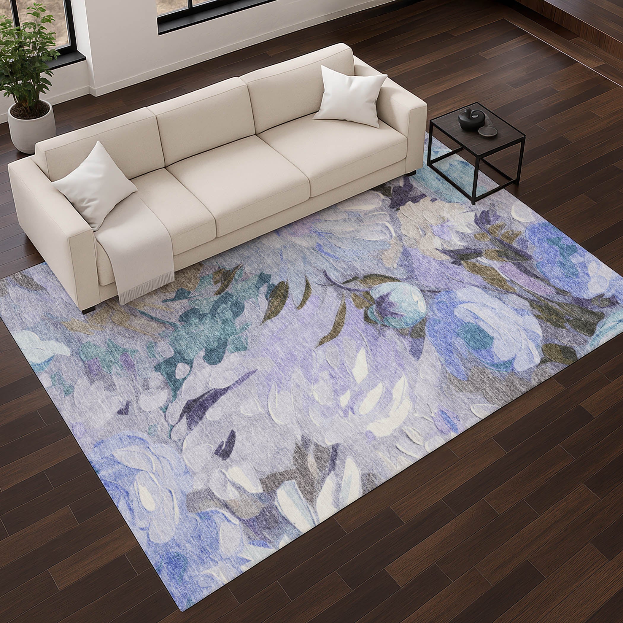 Kotor Machine Washable Transitional Purple Rug 2'6" x 3'10" #shape_Rectangle