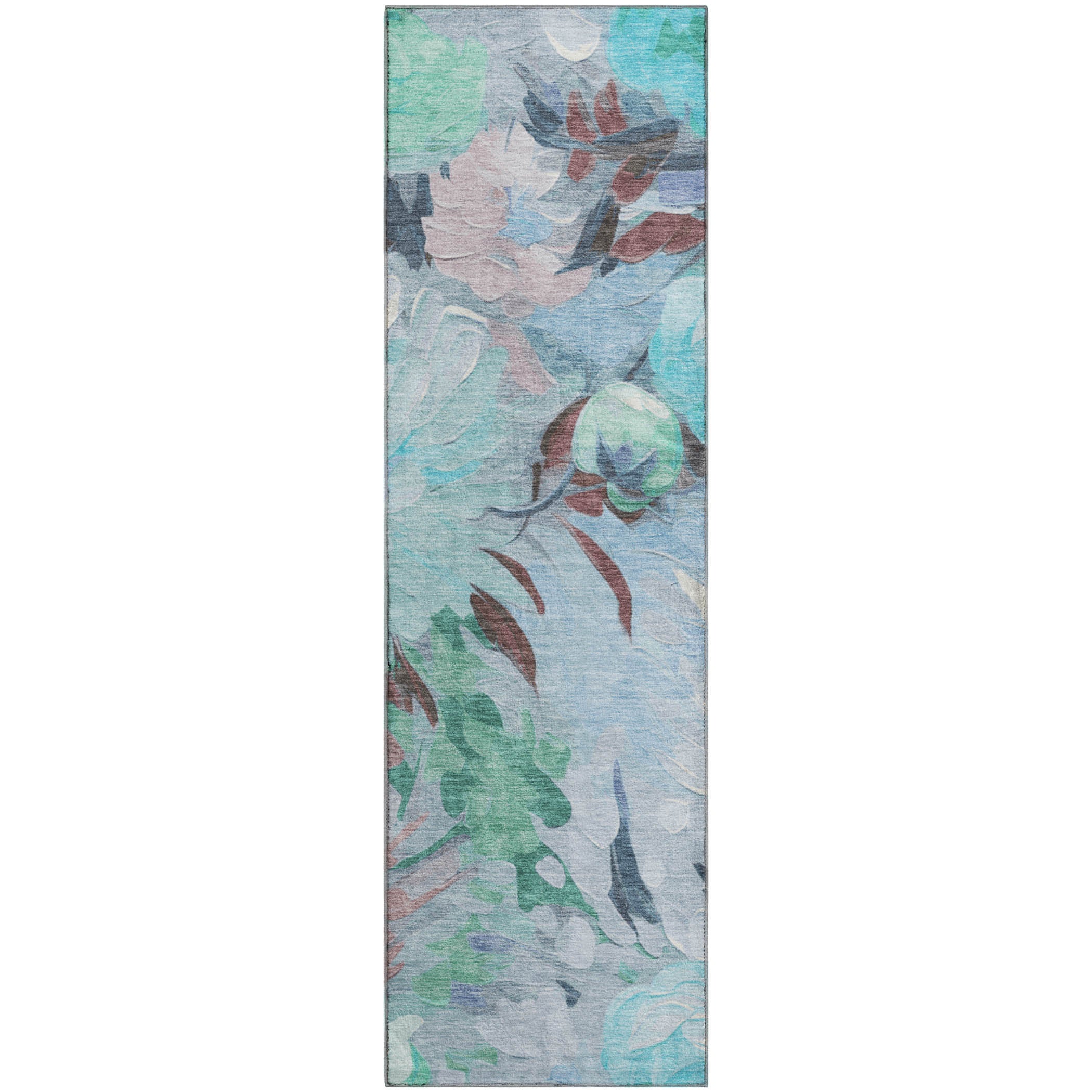 Kotor Machine Washable Transitional Sky Blue Rug 2'3" x 7'6" #shape_Runner