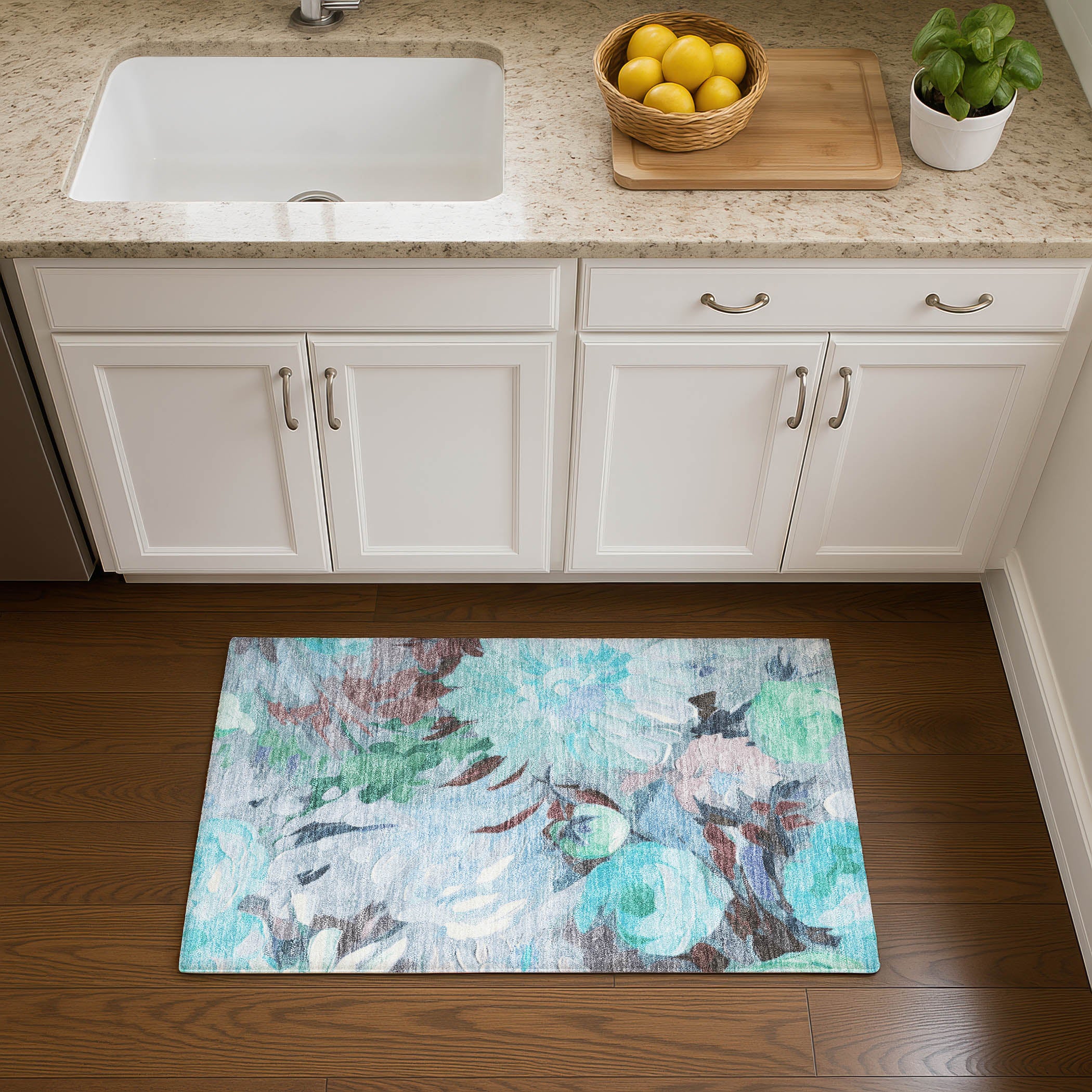 Kotor Machine Washable Transitional Sky Blue Rug 1'8" x 2'6" #shape_Rectangle
