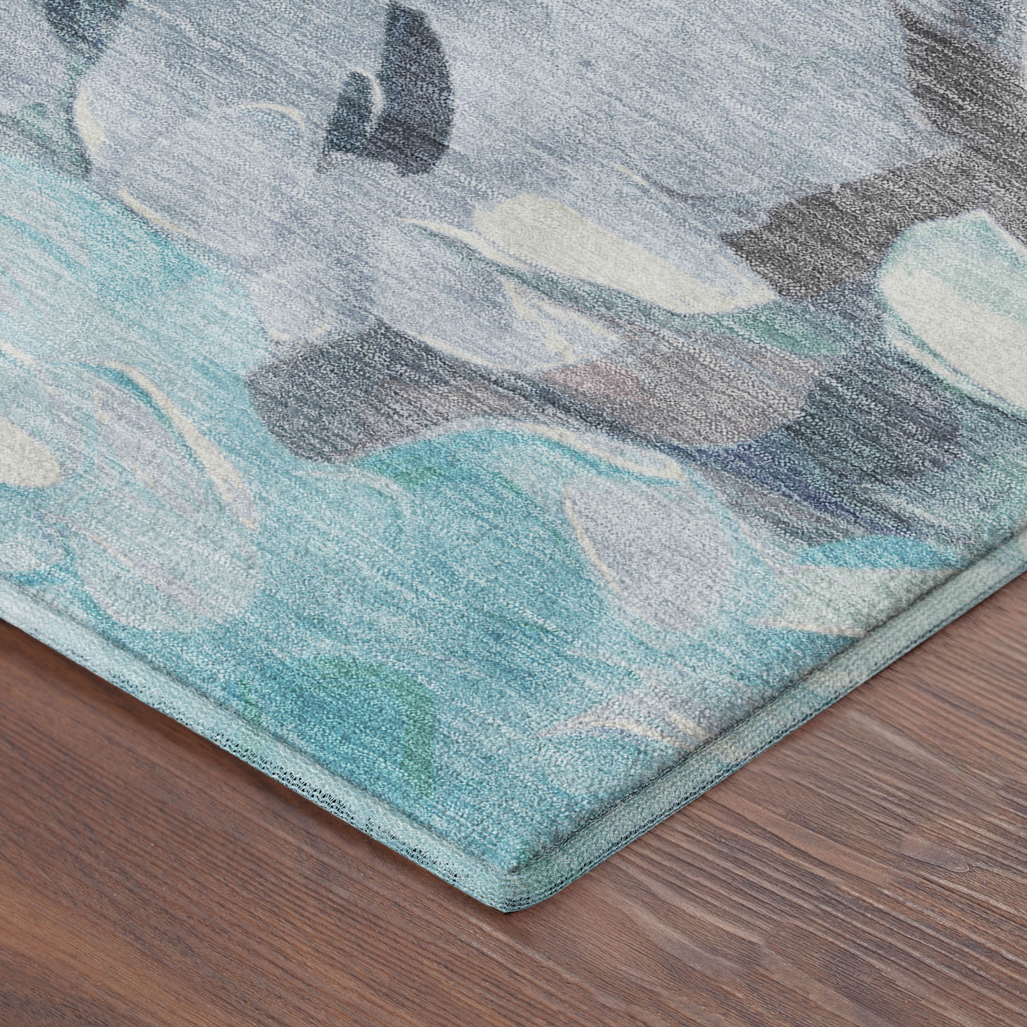 Kotor Machine Washable Transitional Sky Blue Rug 1'8" x 2'6" #shape_Rectangle