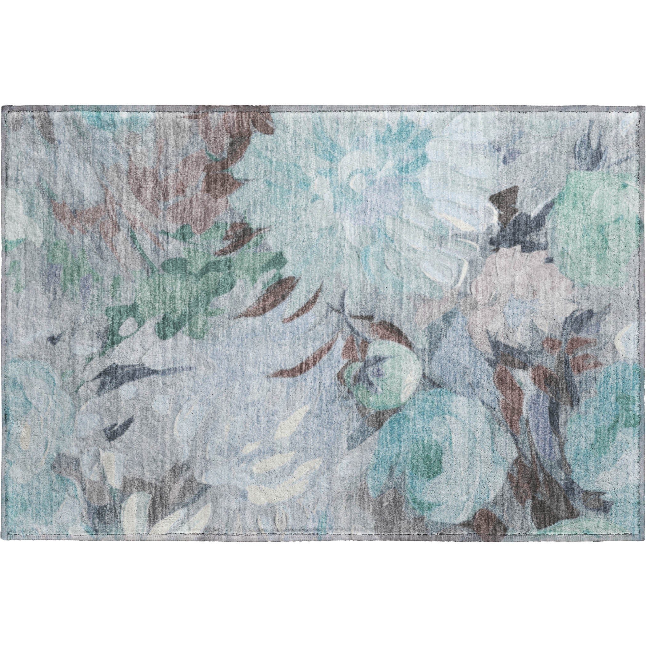 Kotor Machine Washable Transitional Teal Rug 1'8" x 2'6" #shape_Rectangle