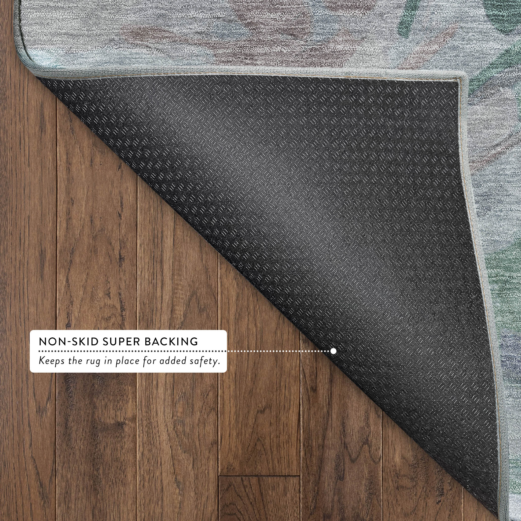 Kotor Machine Washable Transitional Teal Rug 1'8" x 2'6" #shape_Rectangle