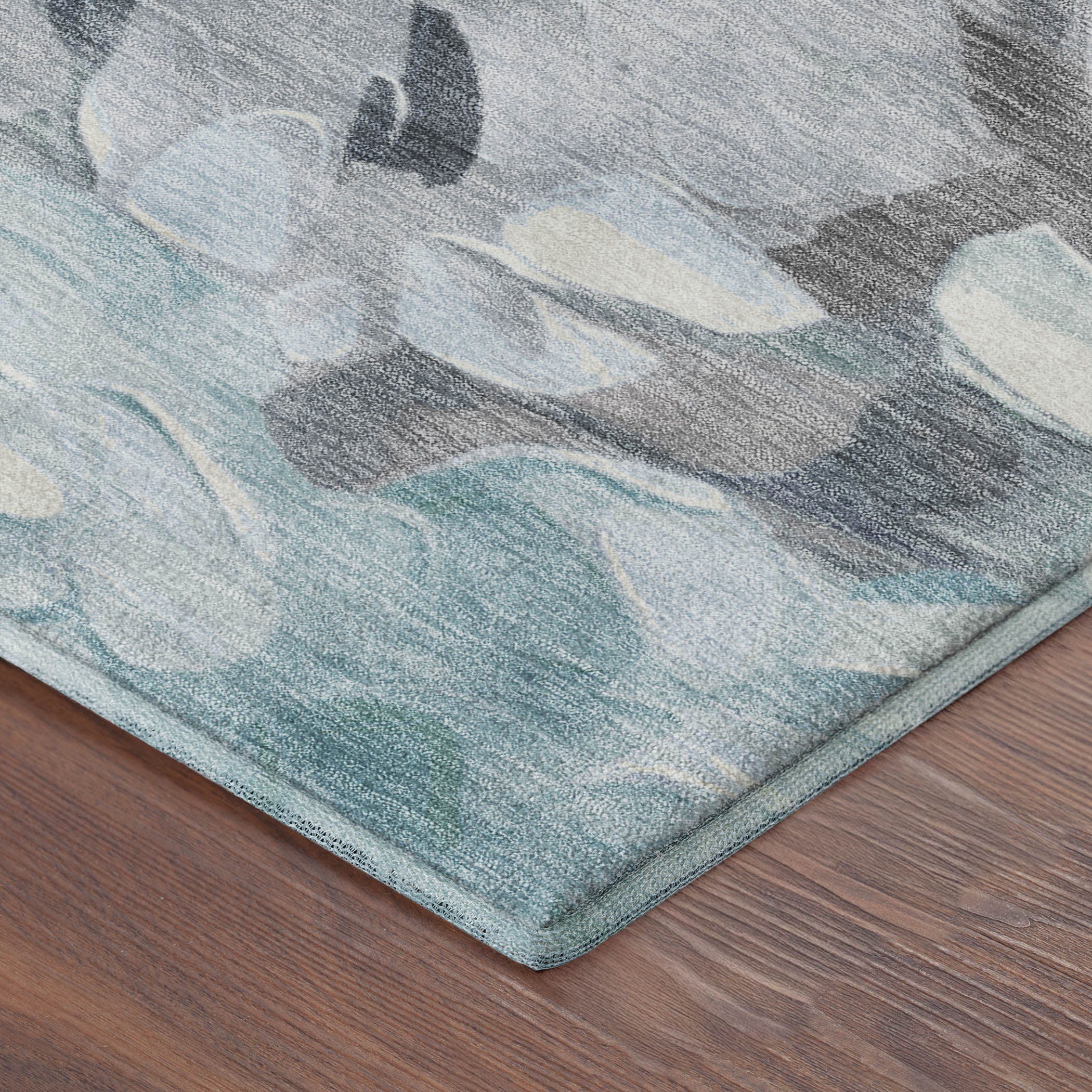 Kotor Machine Washable Transitional Teal Rug 1'8" x 2'6" #shape_Rectangle