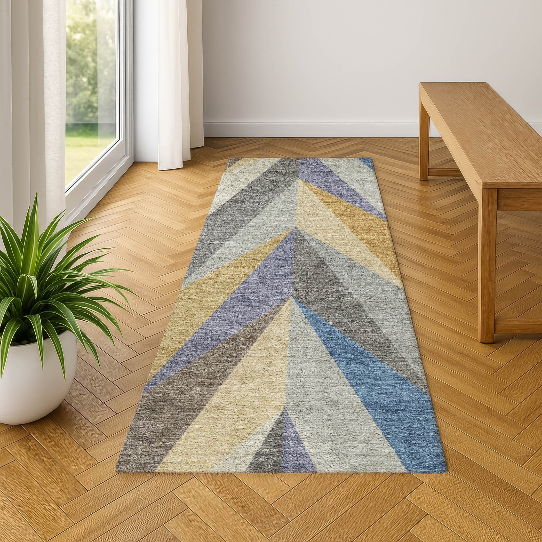 Tallinn Machine Washable Transitional Gold Rug 2'3" x 7'6" #shape_Runner