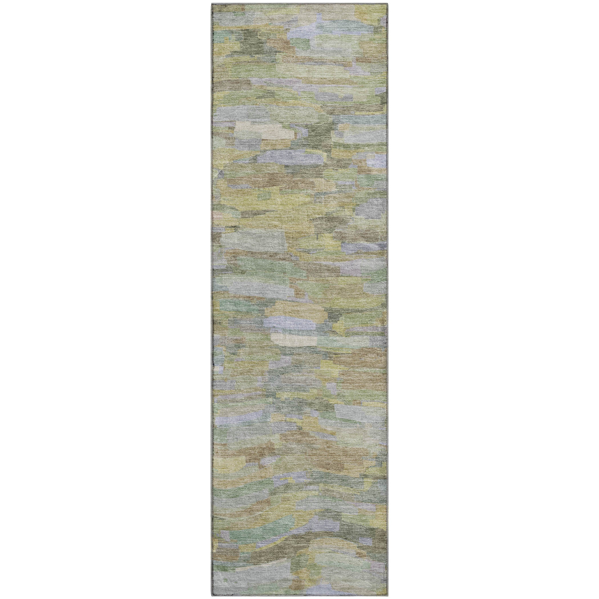 Kyoto Machine Washable Transitional Aloe Green Rug 2'3" x 7'6" #shape_Runner
