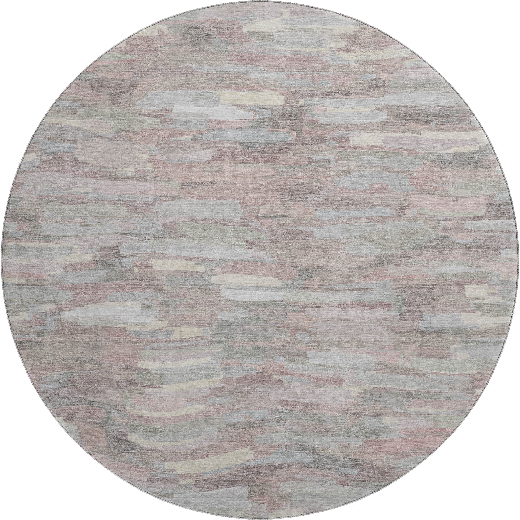 Kyoto Machine Washable Transitional Blush Pink Rug 8' x 8' #shape_Round