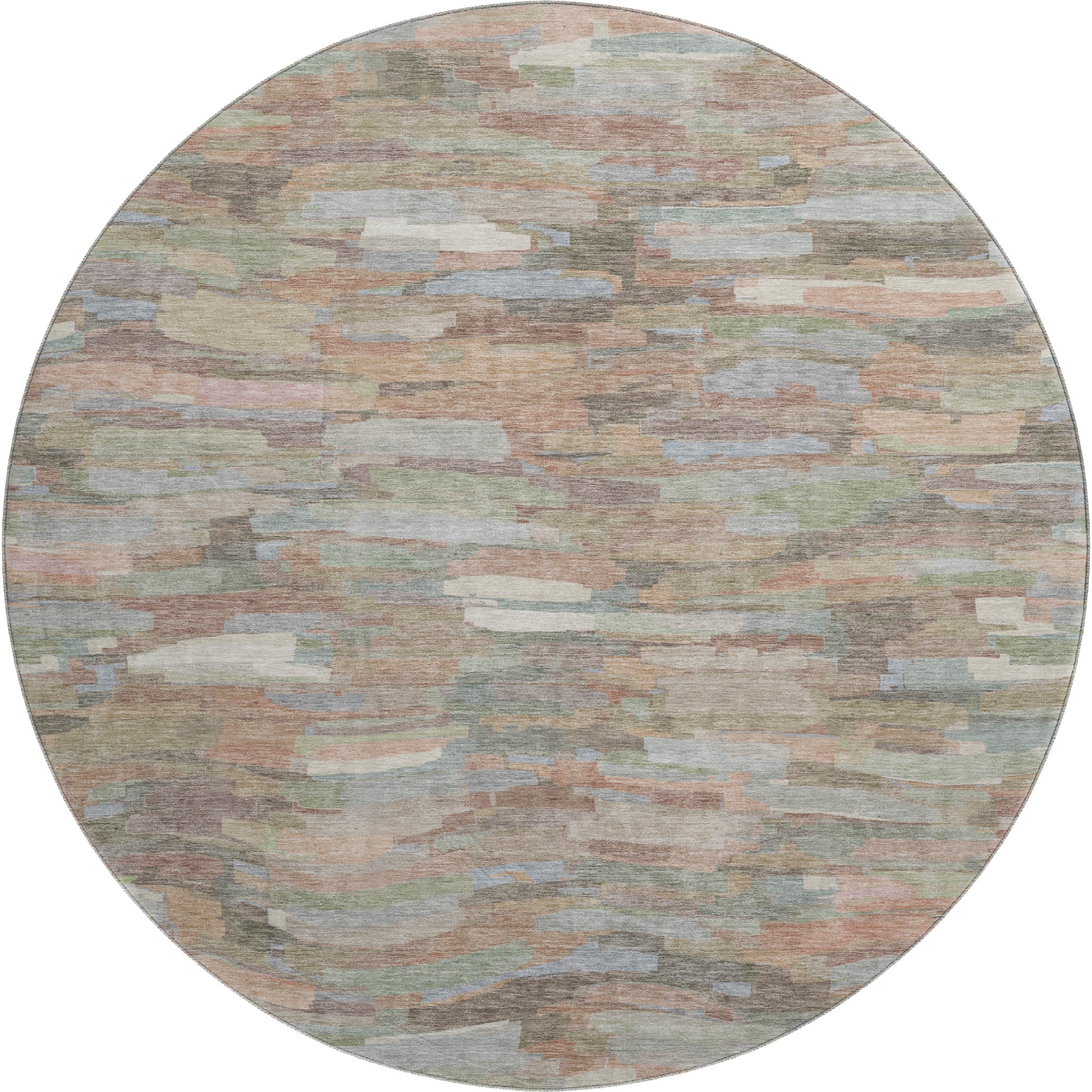 Kyoto Machine Washable Transitional Copper Orange Rug 8' x 8' #shape_Round