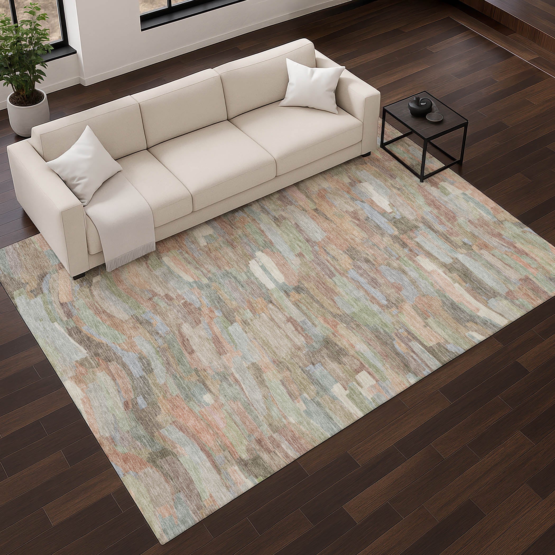Kyoto Machine Washable Transitional Copper Orange Rug 2'6" x 3'10" #shape_Rectangle