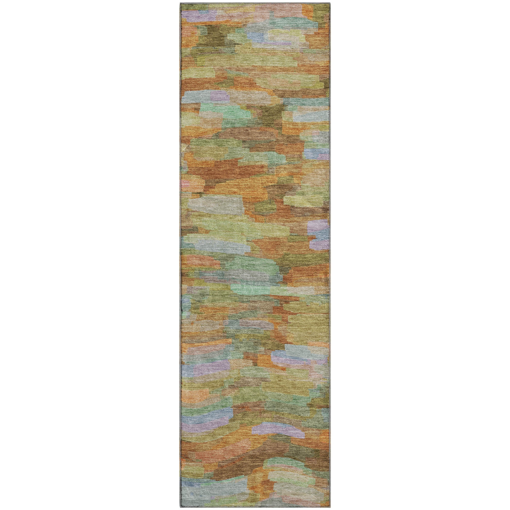 Kyoto Machine Washable Transitional Fern Green Rug 2'3" x 7'6" #shape_Runner