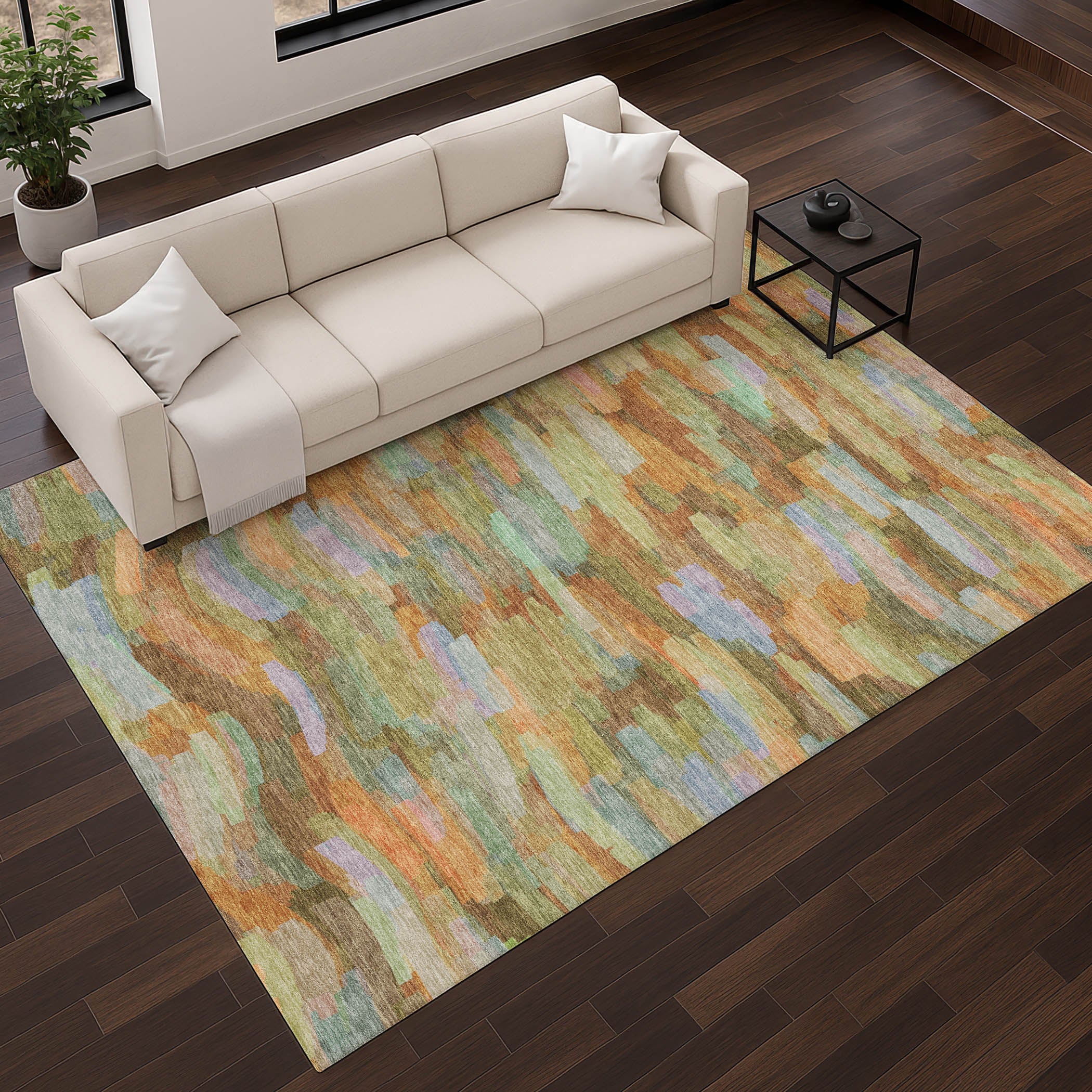 Kyoto Machine Washable Transitional Fern Green Rug 2'6" x 3'10" #shape_Rectangle