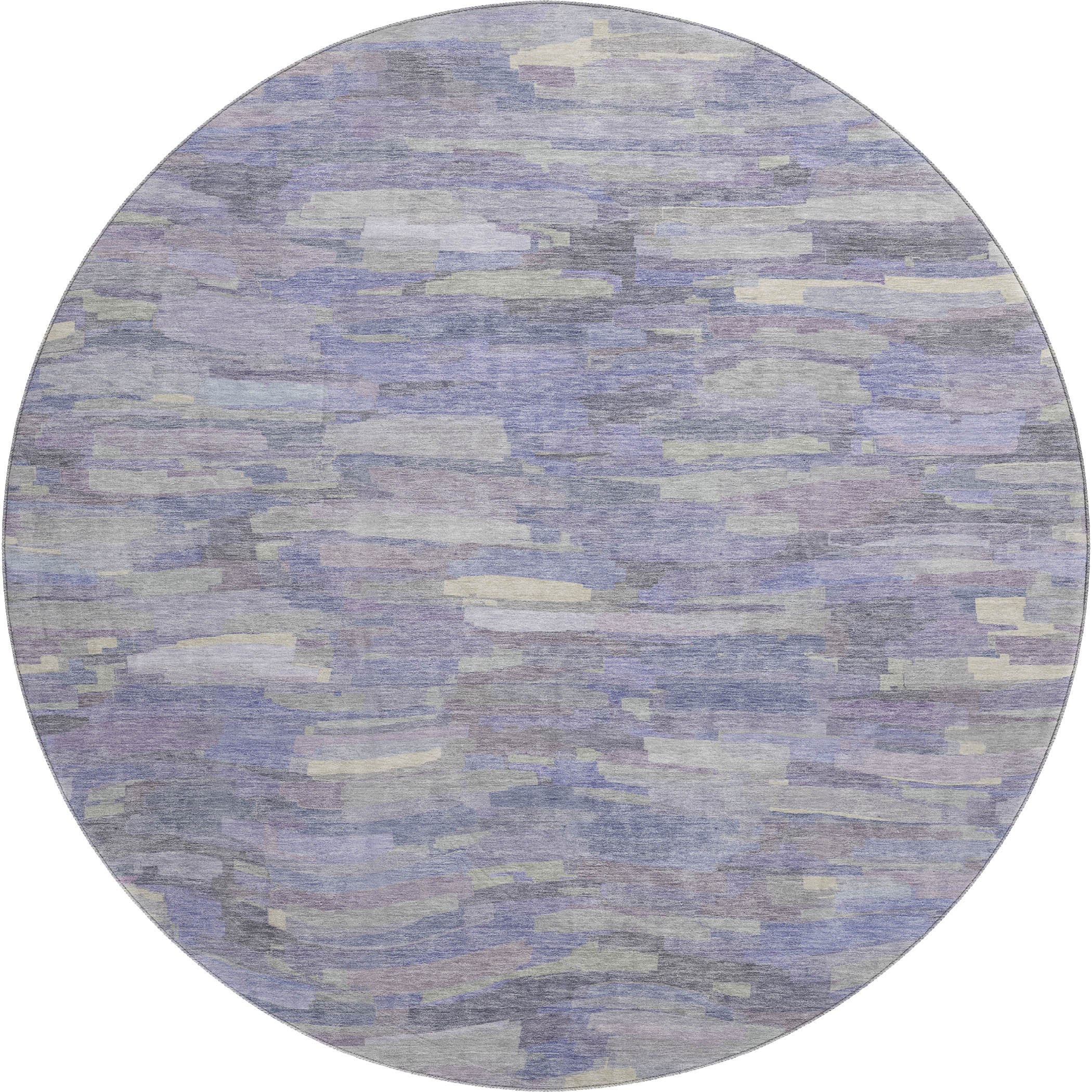 Kyoto Machine Washable Transitional Purple Rug 8' x 8' #shape_Round