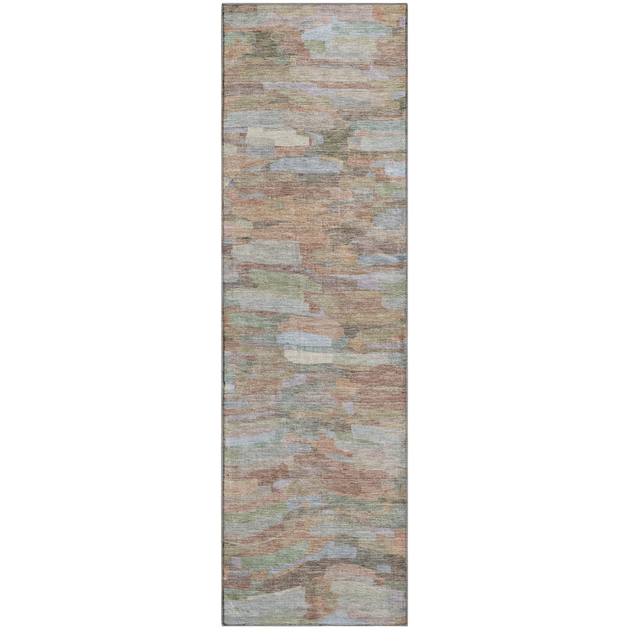Kyoto Machine Washable Transitional Taupe Brown Rug 2'3" x 7'6" #shape_Runner