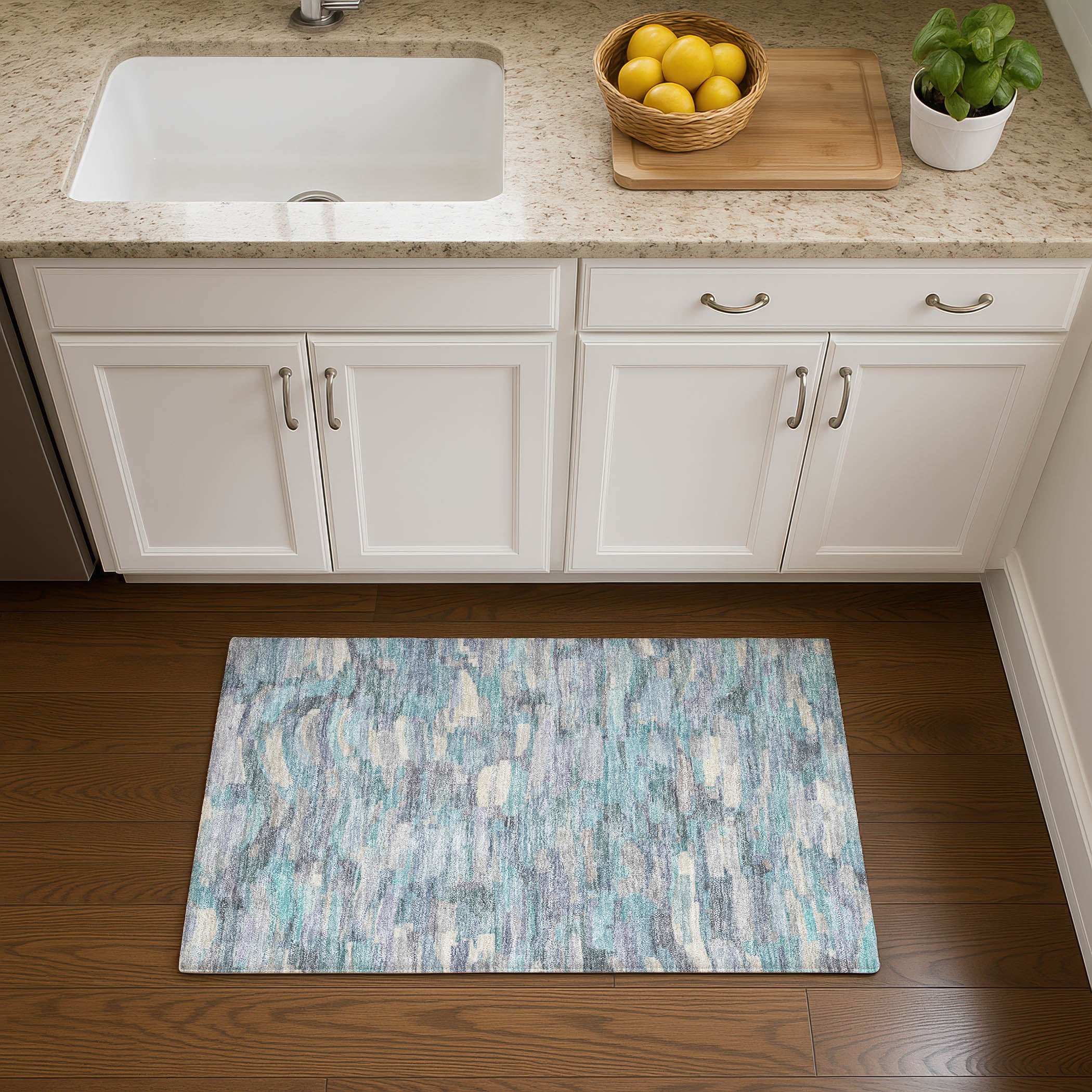 Kyoto Machine Washable Transitional Teal Rug 1'8" x 2'6" #shape_Rectangle