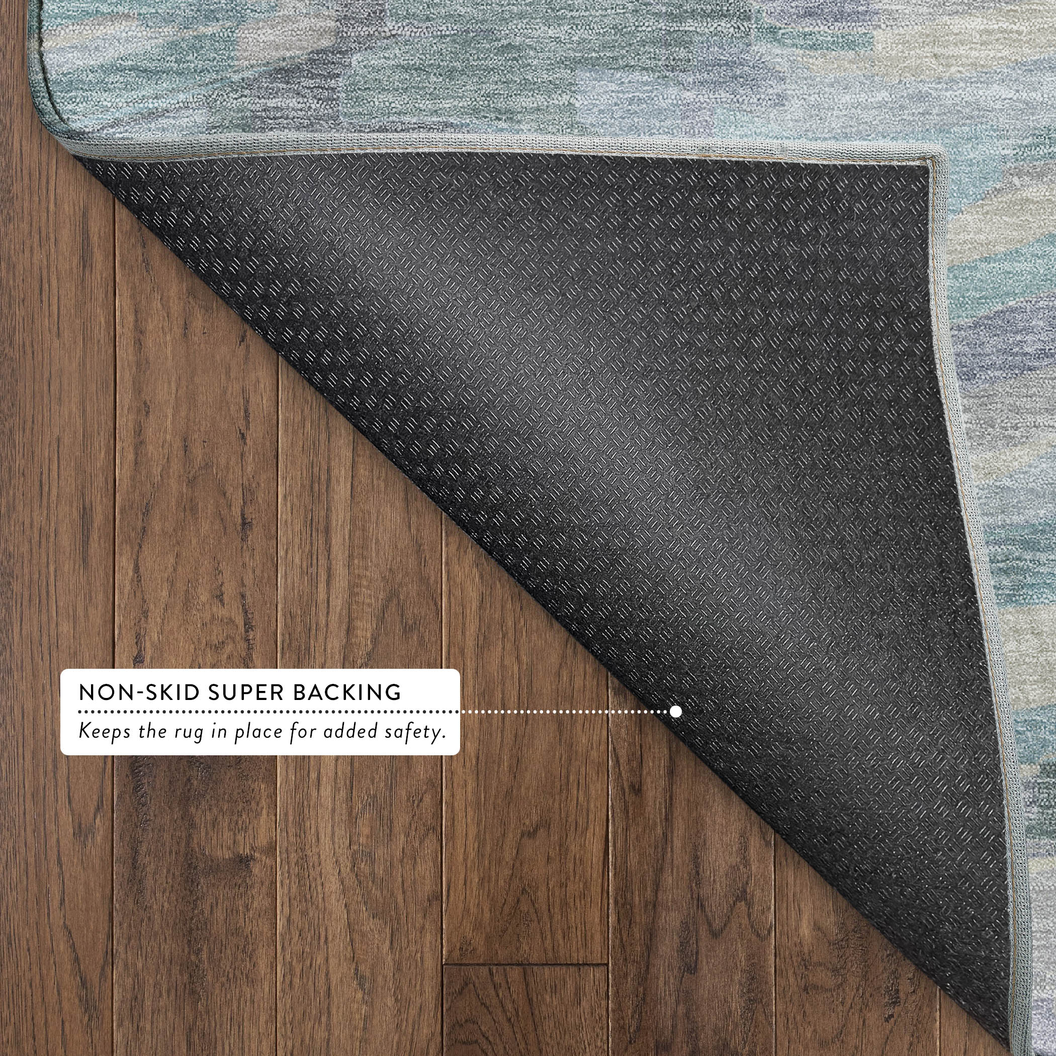 Kyoto Machine Washable Transitional Teal Rug 1'8" x 2'6" #shape_Rectangle