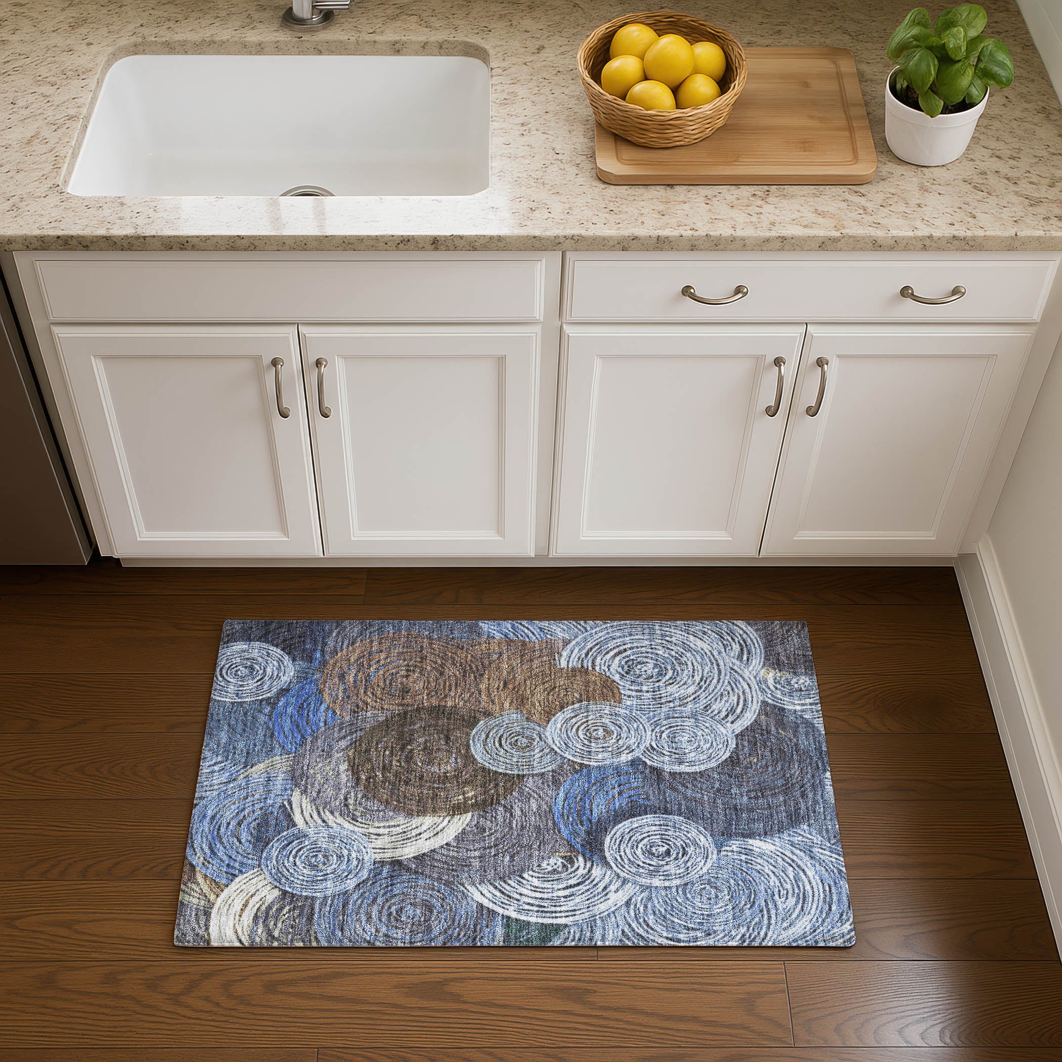 Sarajevo Machine Washable Transitional Blue Rug 1'8" x 2'6" #shape_Rectangle