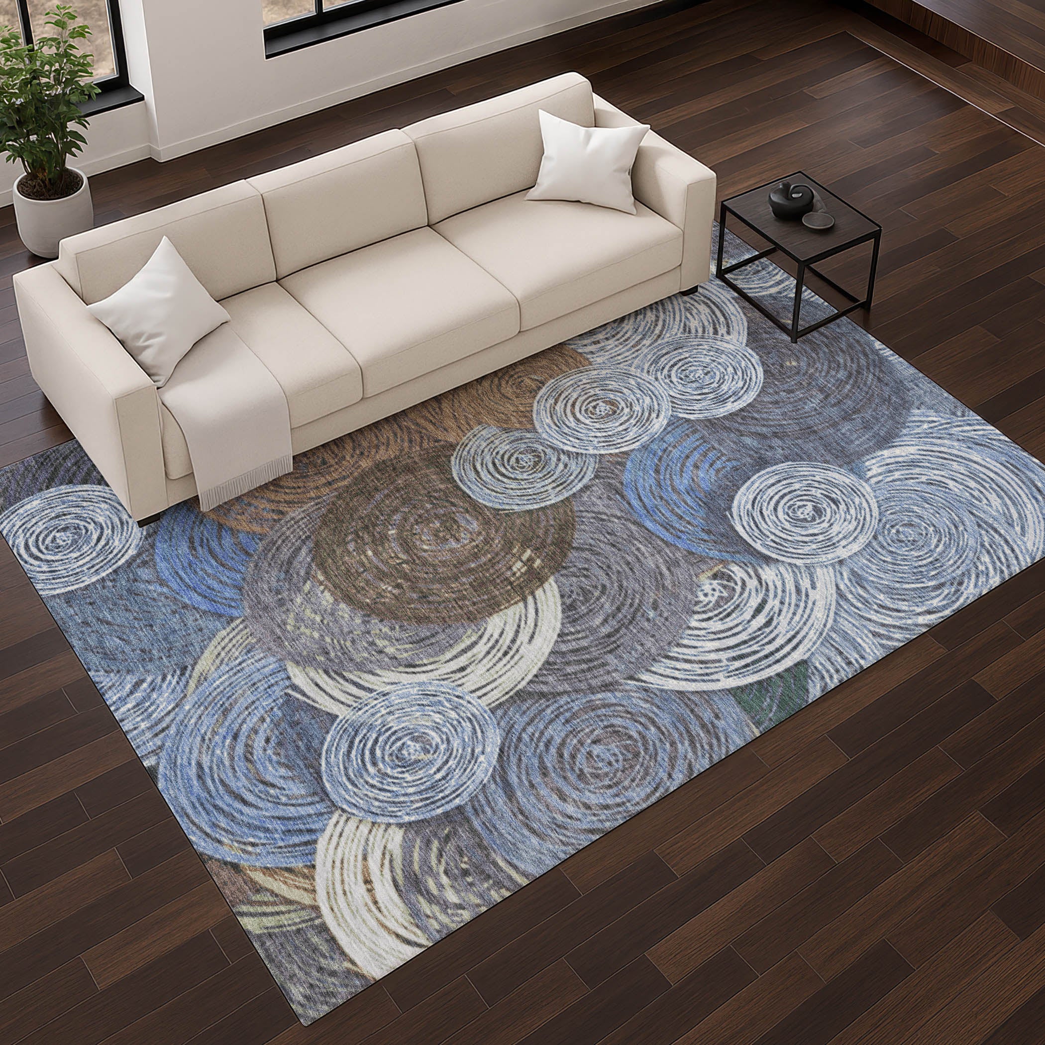 Sarajevo Machine Washable Transitional Blue Rug 2'6" x 3'10" #shape_Rectangle