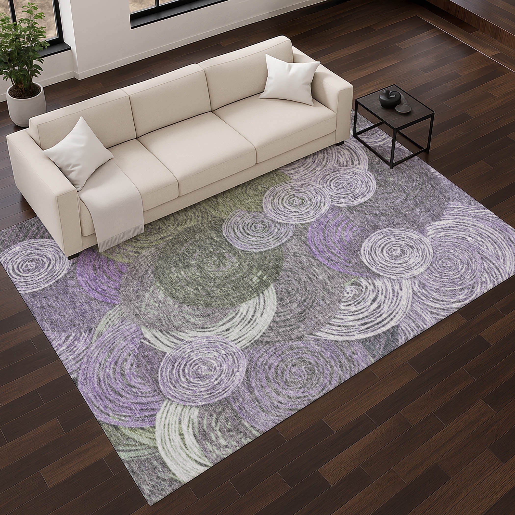 Sarajevo Machine Washable Transitional Purple Rug 2'6" x 3'10" #shape_Rectangle