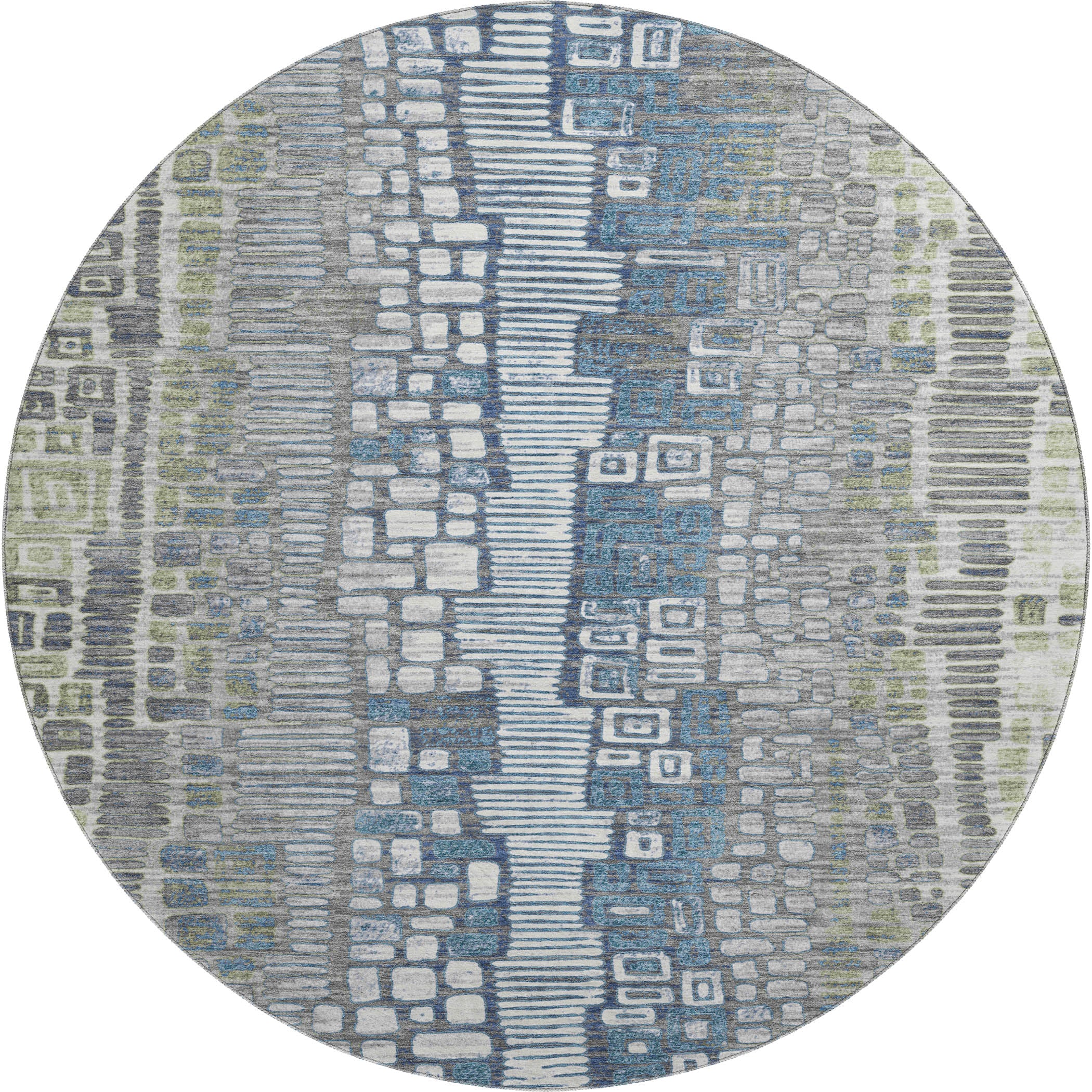 Cartagena Machine Washable Transitional Aloe Green Rug 8' x 8' #shape_Round