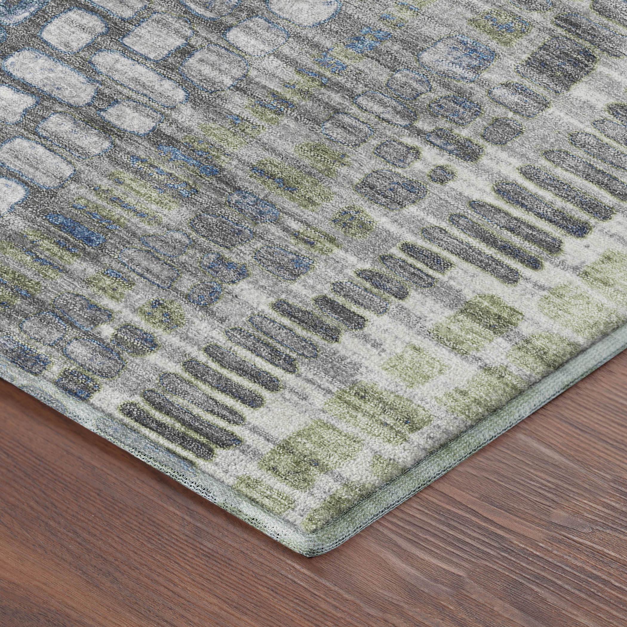Cartagena Machine Washable Transitional Aloe Green Rug 1'8" x 2'6" #shape_Rectangle