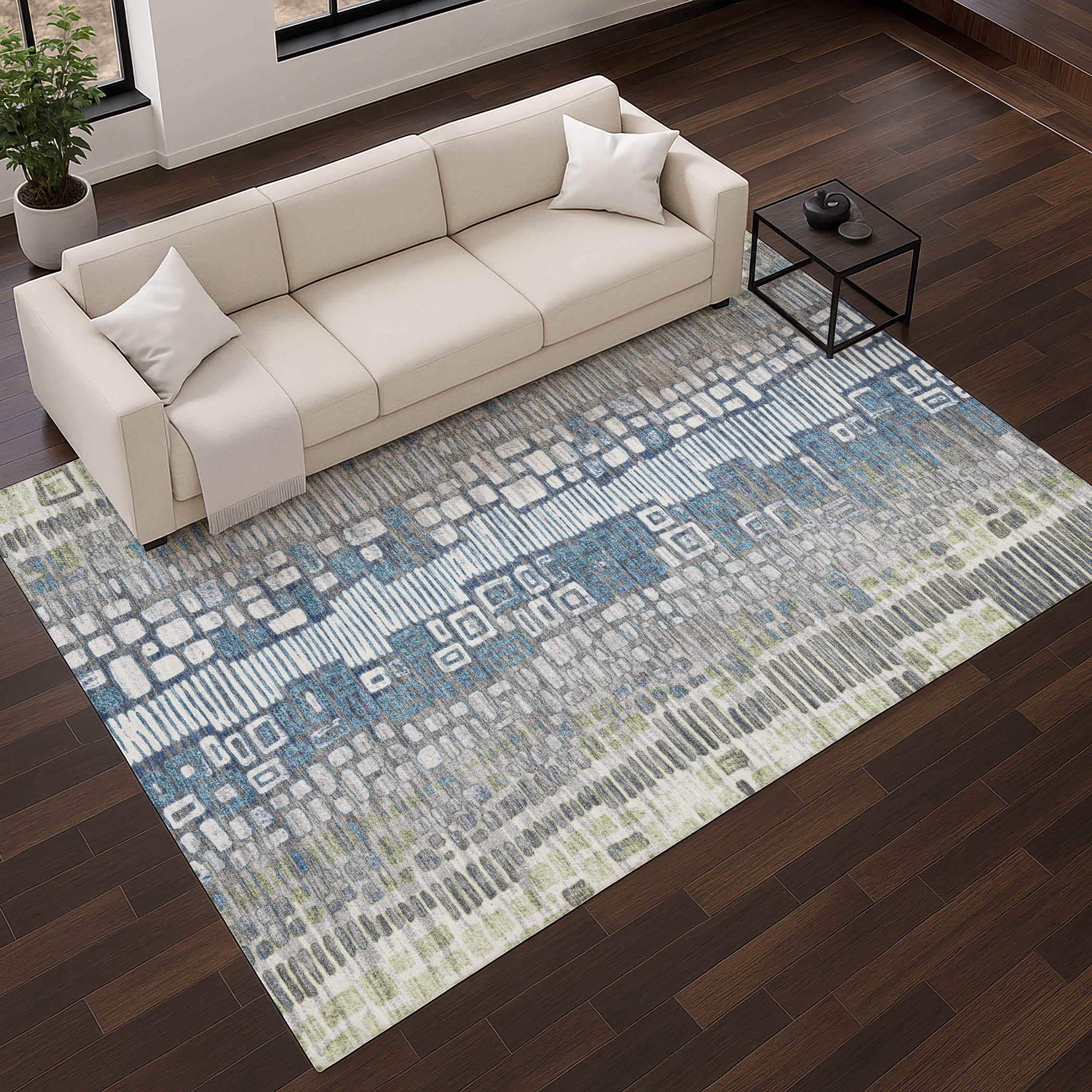 Cartagena Machine Washable Transitional Aloe Green Rug 2'6" x 3'10" #shape_Rectangle