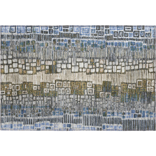 Cartagena Machine Washable Transitional Denim Blue Rug 1'8" x 2'6"