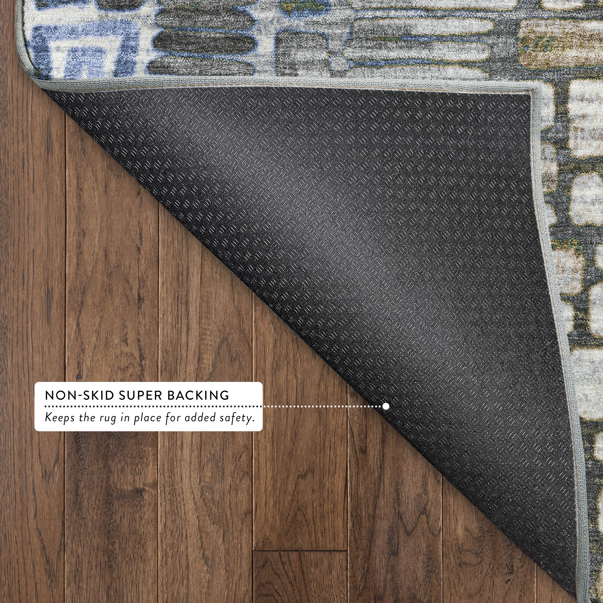 Cartagena Machine Washable Transitional Denim Blue Rug 1'8" x 2'6" #shape_Rectangle