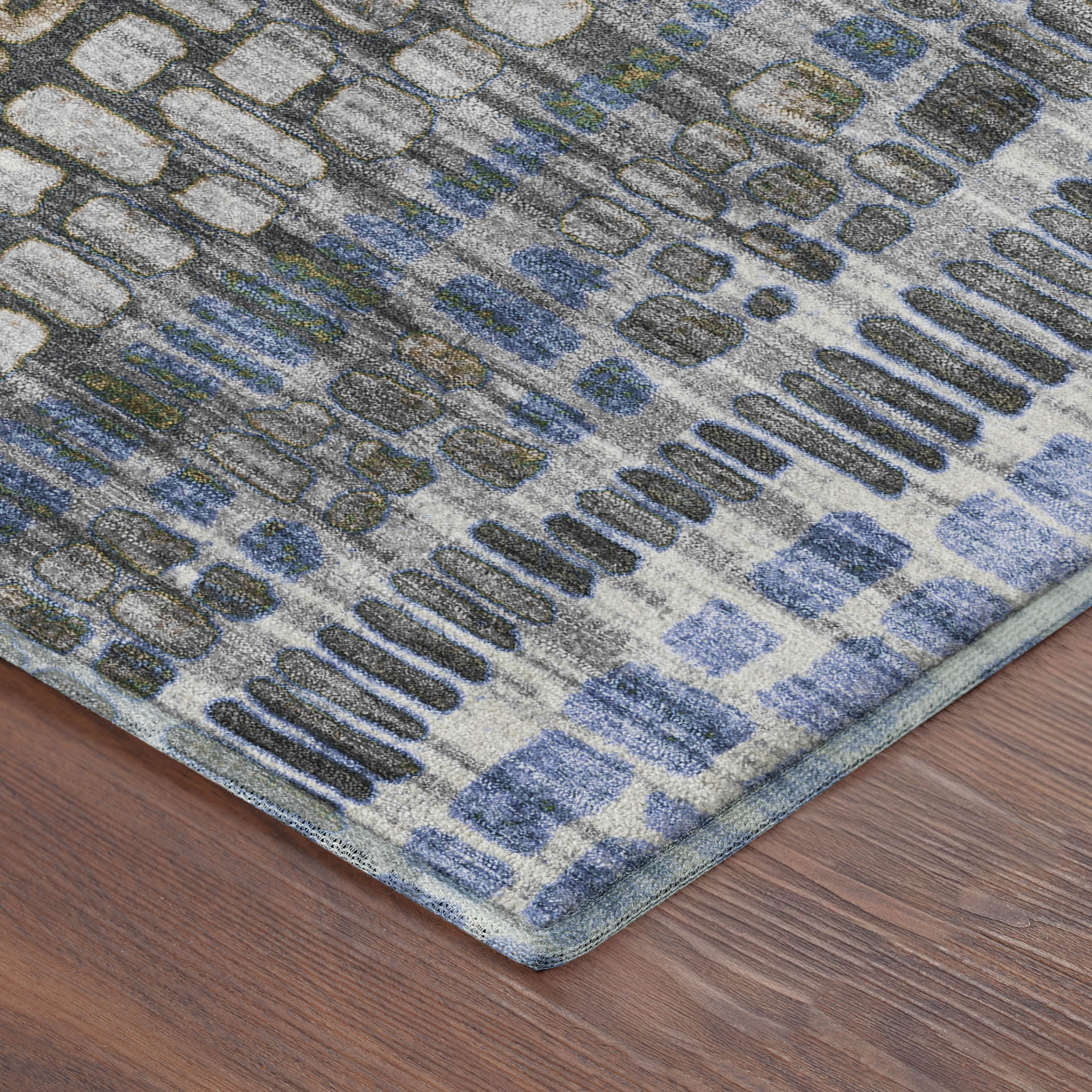 Cartagena Machine Washable Transitional Denim Blue Rug 1'8" x 2'6" #shape_Rectangle