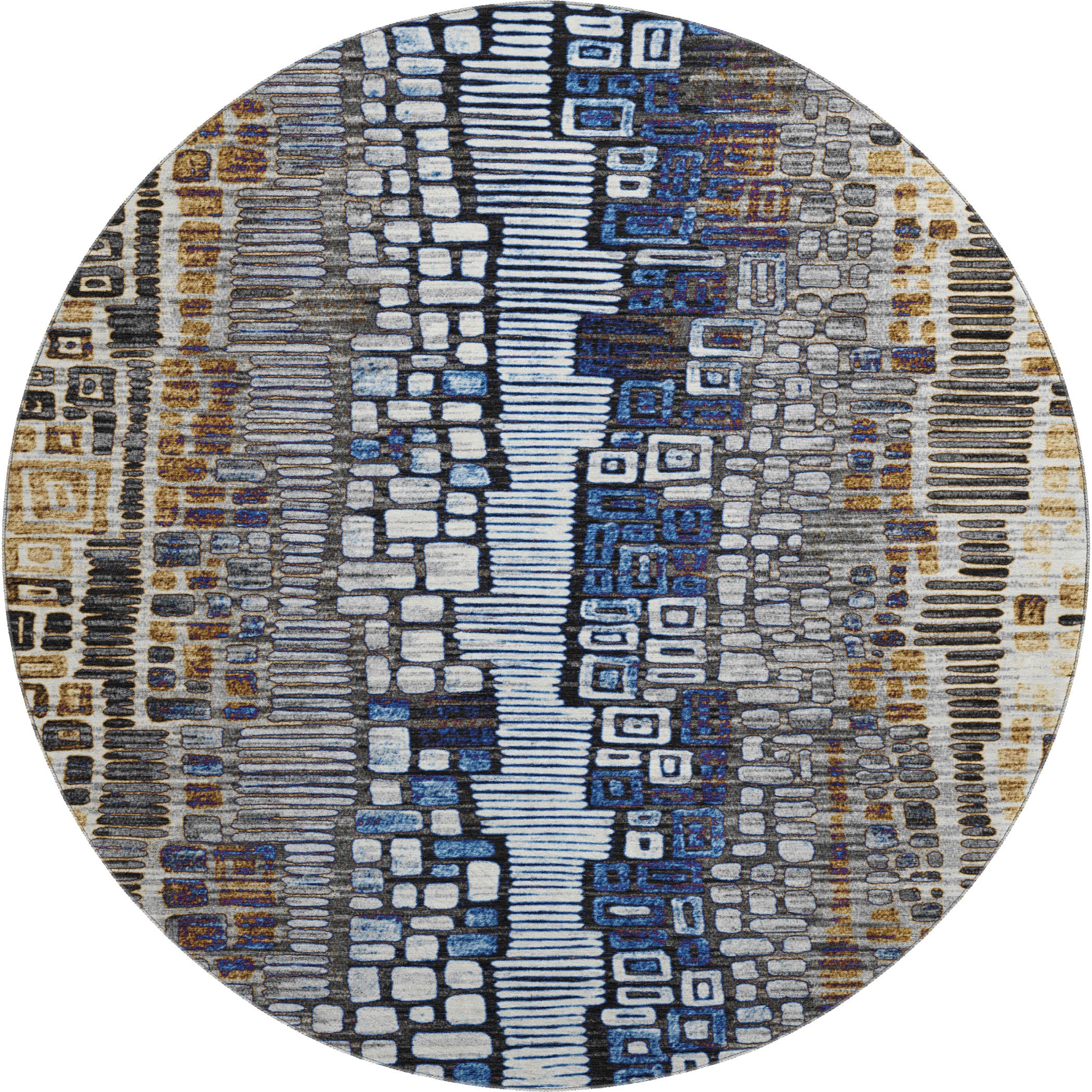 Cartagena Machine Washable Transitional Pewter Gray Rug 8' x 8' #shape_Round